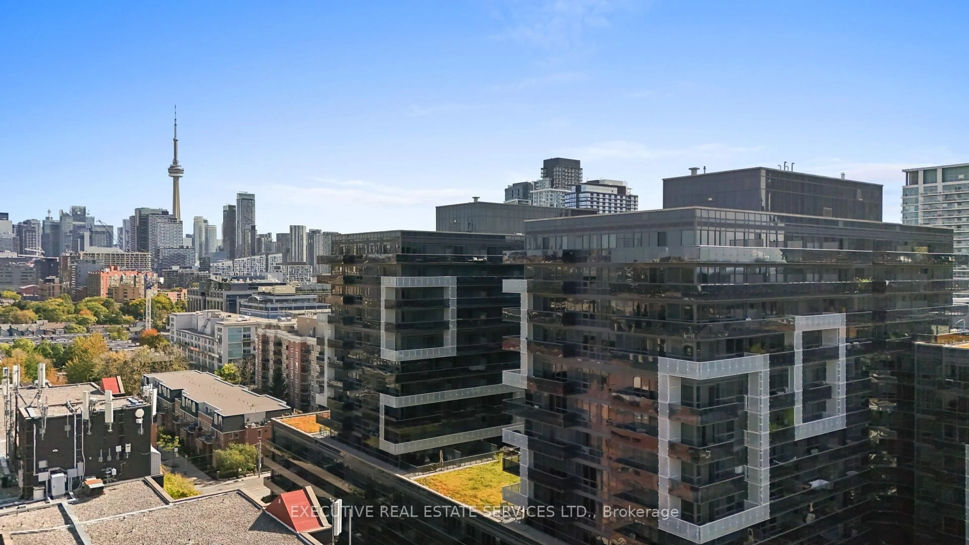 A pic from outside/outdoor area/front of a property/back of a property/a pic from drone, city buildings view from balcony for 1030 King St #721, Toronto Ontario M6K 0B4