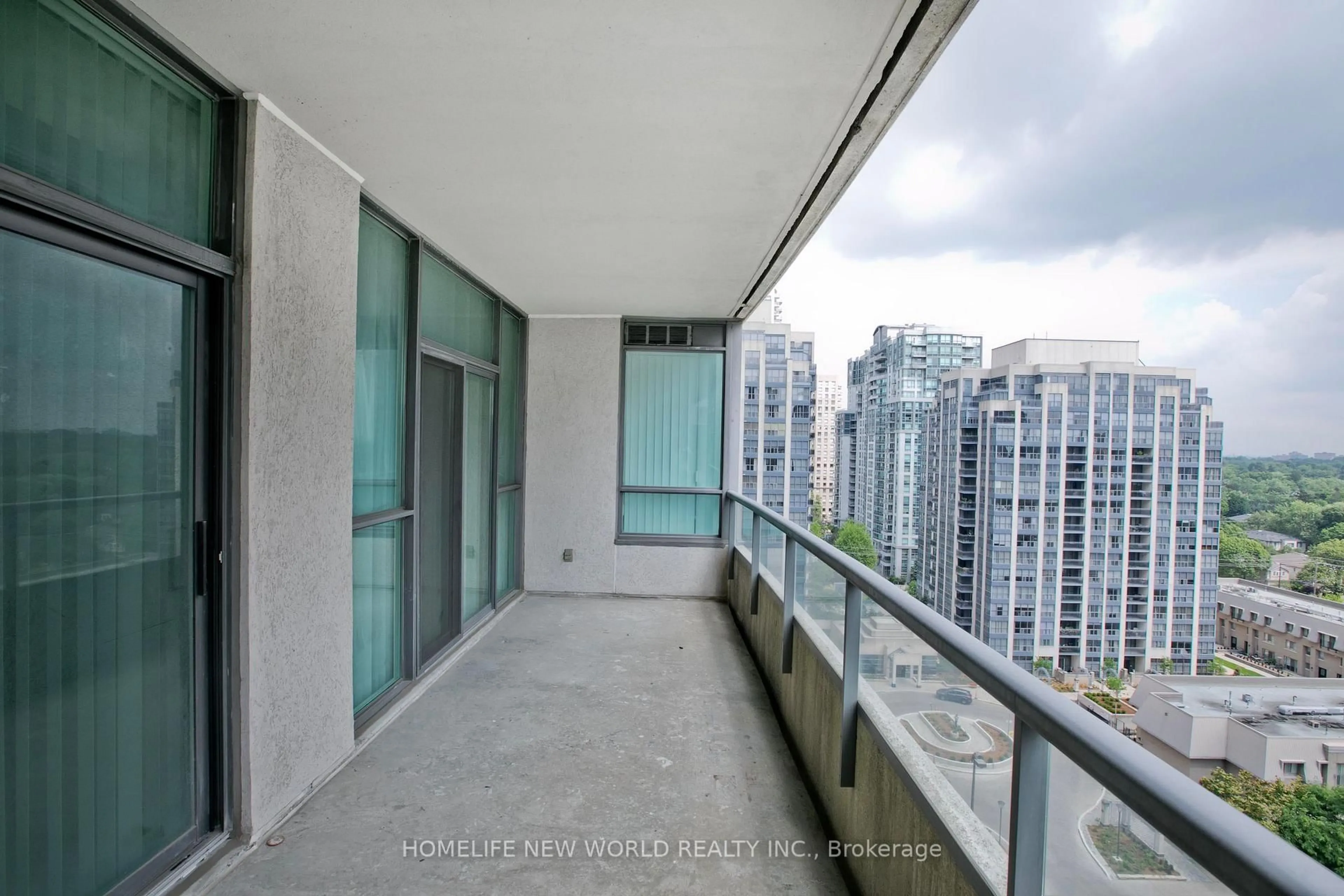 Balcony in the apartment, city buildings view from balcony for 23 Hollywood Ave #1506, Toronto Ontario M2N 7L8
