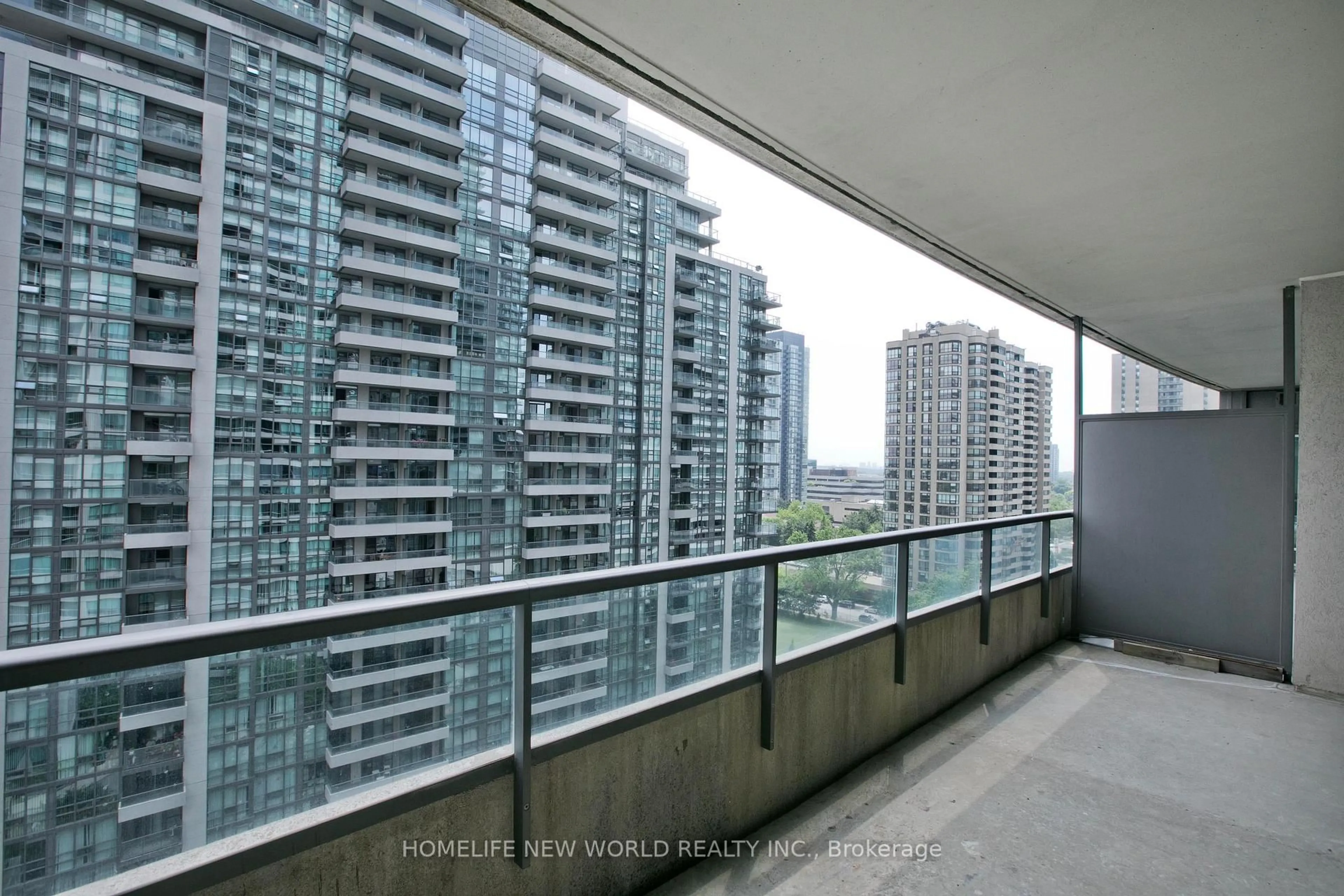 Balcony in the apartment, city buildings view from balcony for 23 Hollywood Ave #1506, Toronto Ontario M2N 7L8