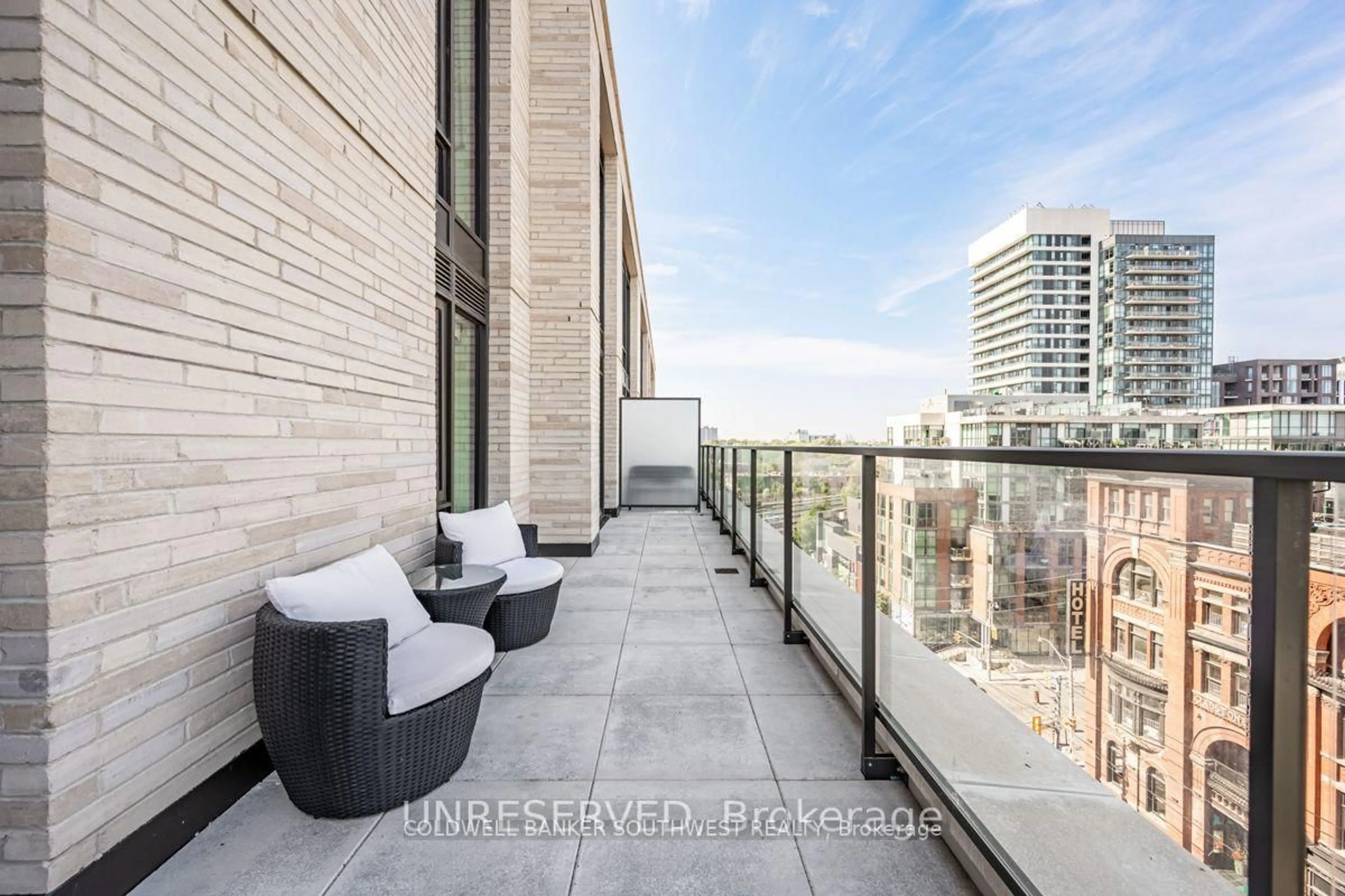 Balcony in the apartment, city buildings view from balcony for 200 Sudbury St #8, Toronto Ontario M6J 0N1