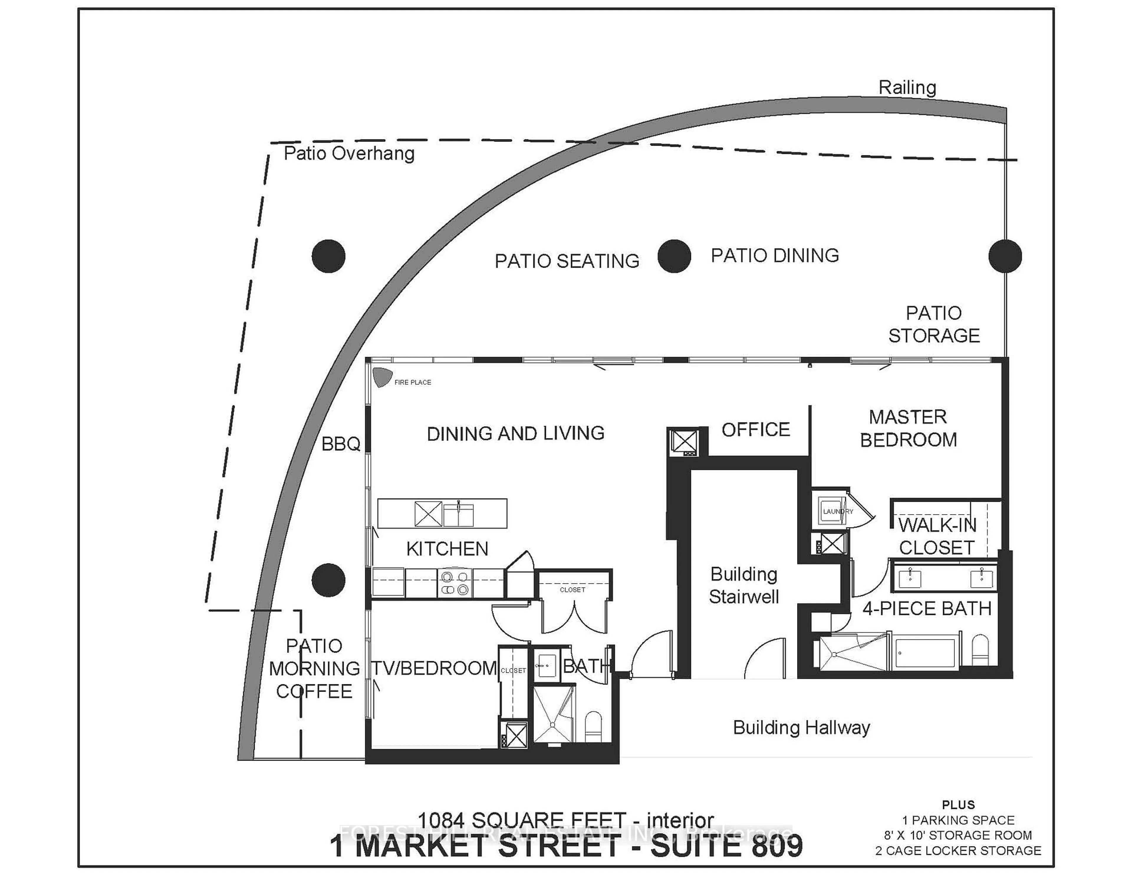 Floor plan for 1 Market St #809, Toronto Ontario M5E 0A2