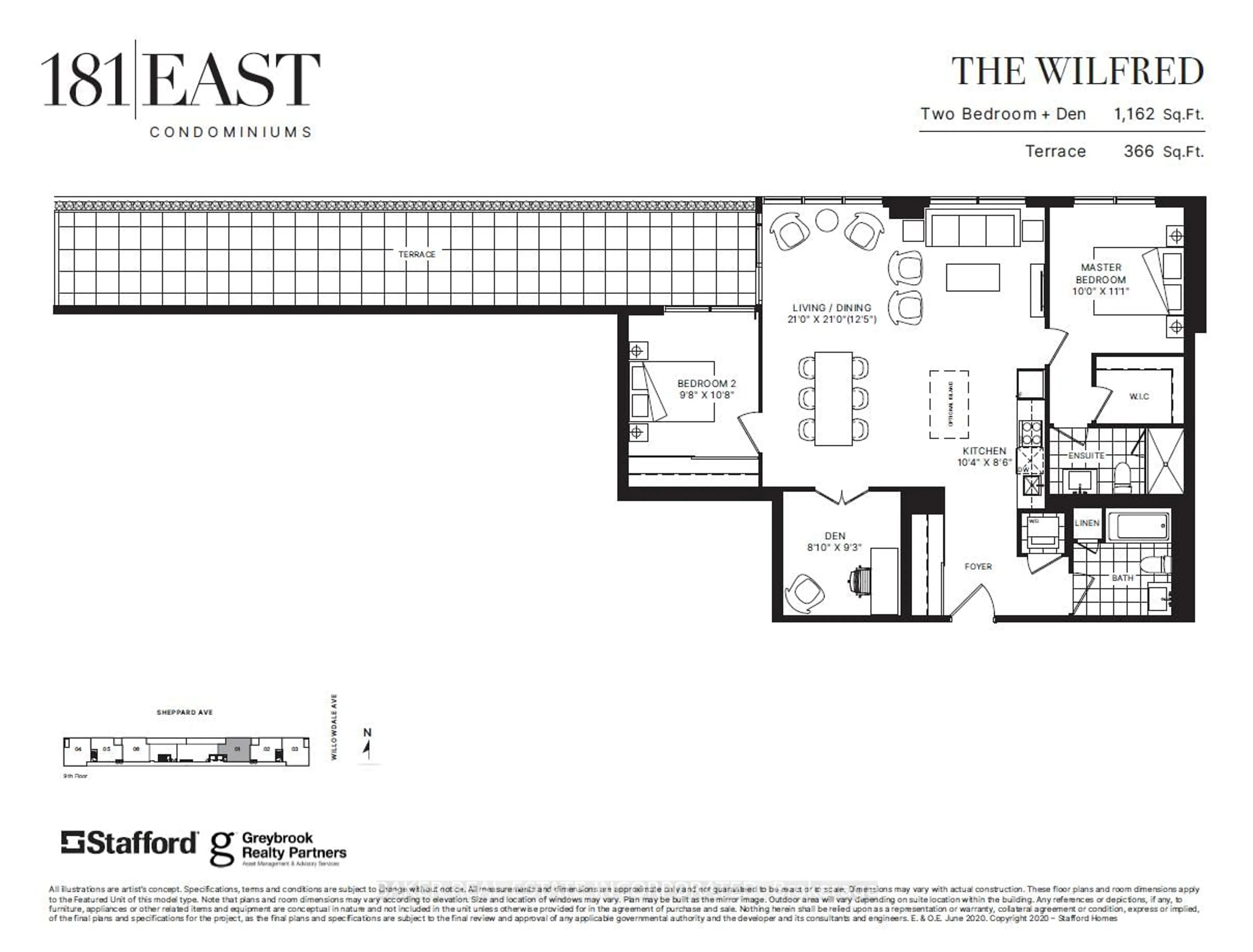 Floor plan for 181 Sheppard Ave #901, Toronto Ontario M2N 0L9