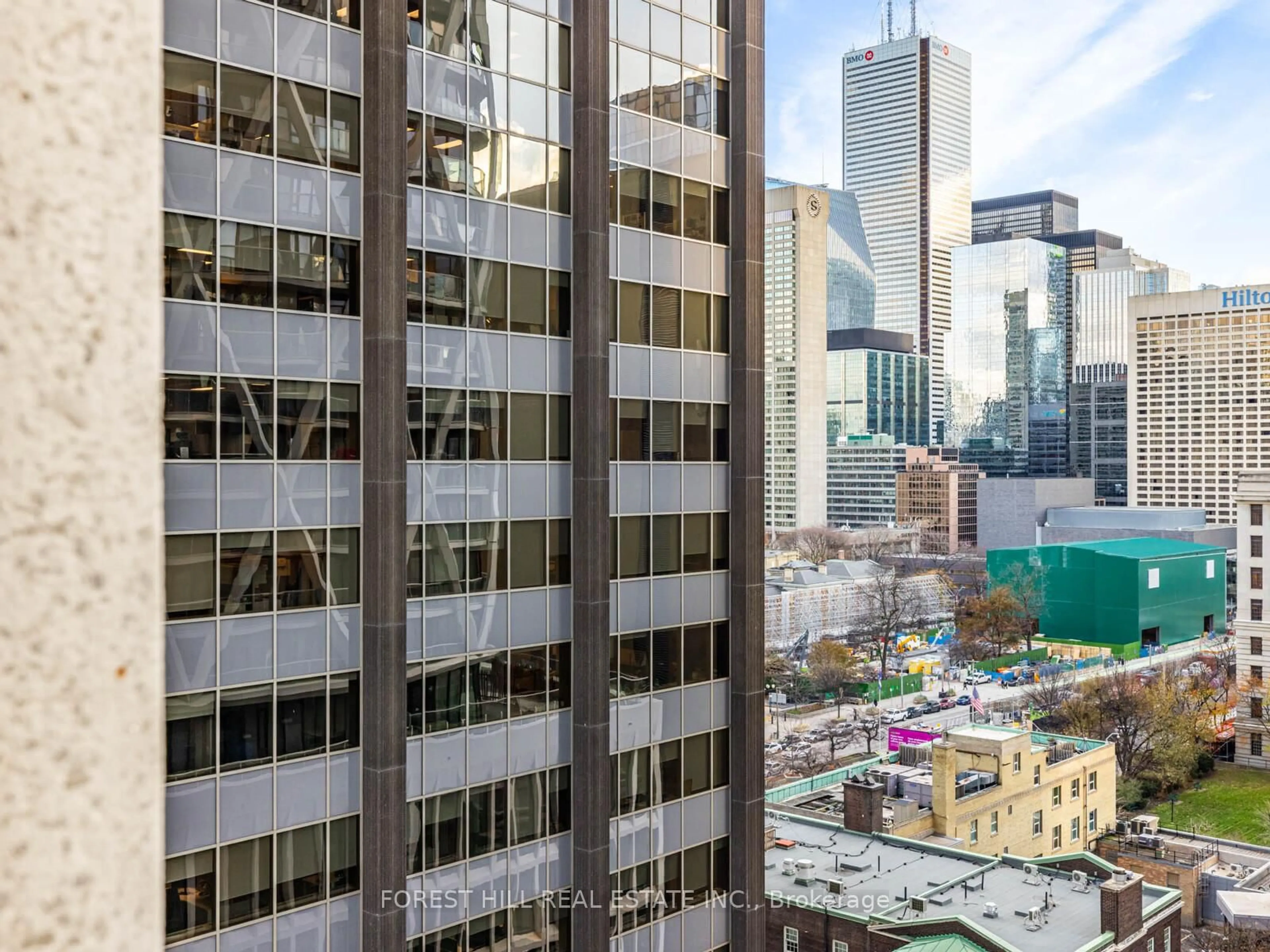 Patio, city buildings view from balcony for 238 Simcoe St #1104, Toronto Ontario M5T 0E2