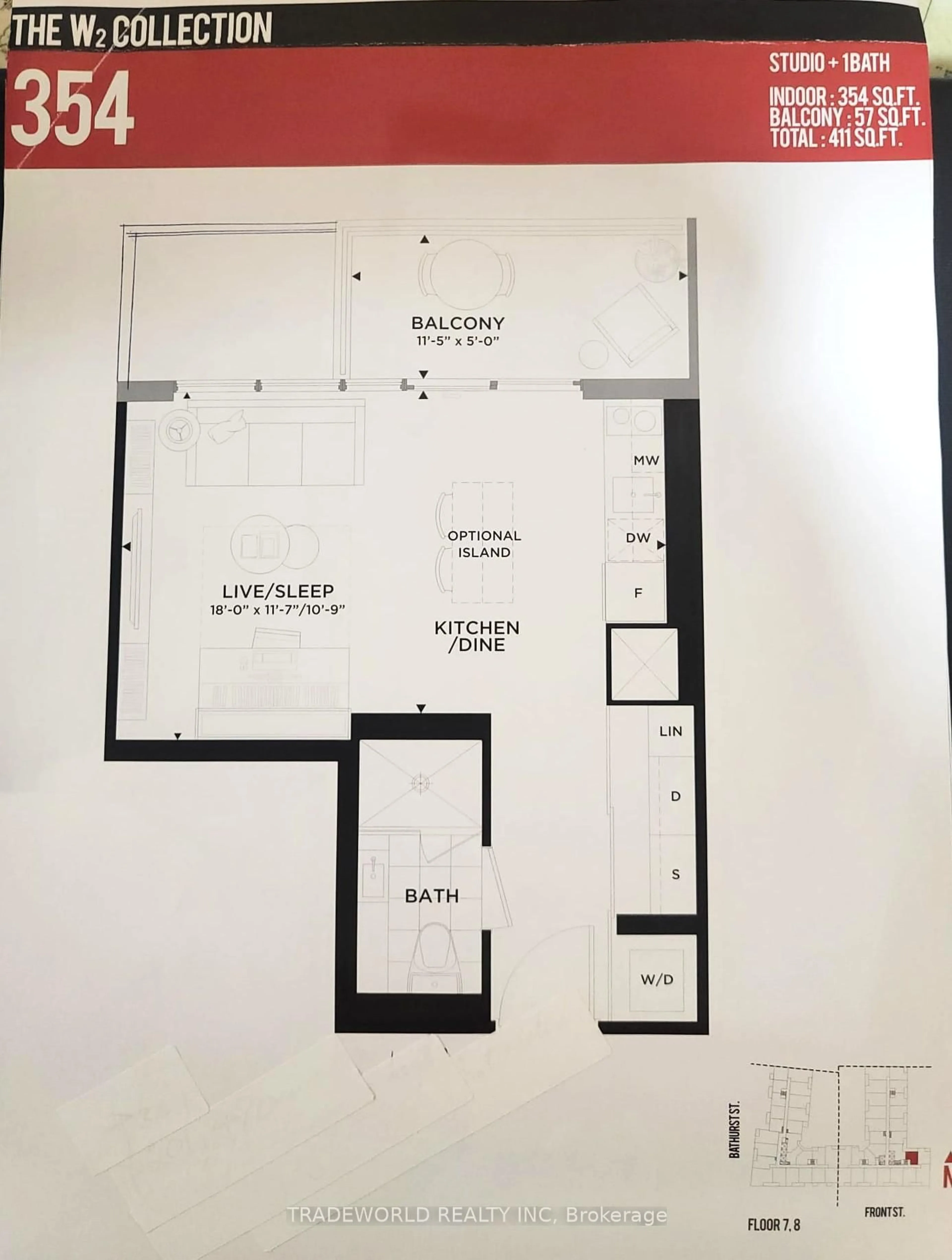 Floor plan for 576 Front St #401E, Toronto Ontario M5V 1C1