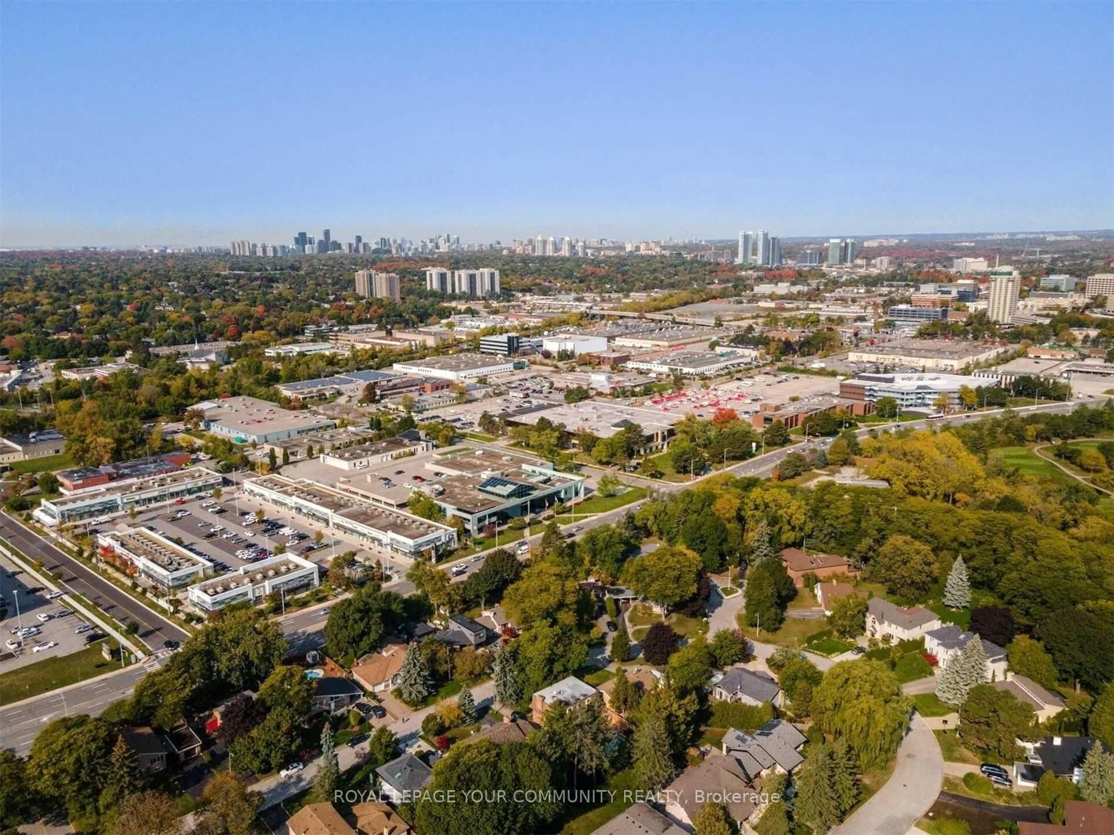 A pic from outside/outdoor area/front of a property/back of a property/a pic from drone, city buildings view from balcony for 1 Yewfield Cres, Toronto Ontario M3B 2Y4