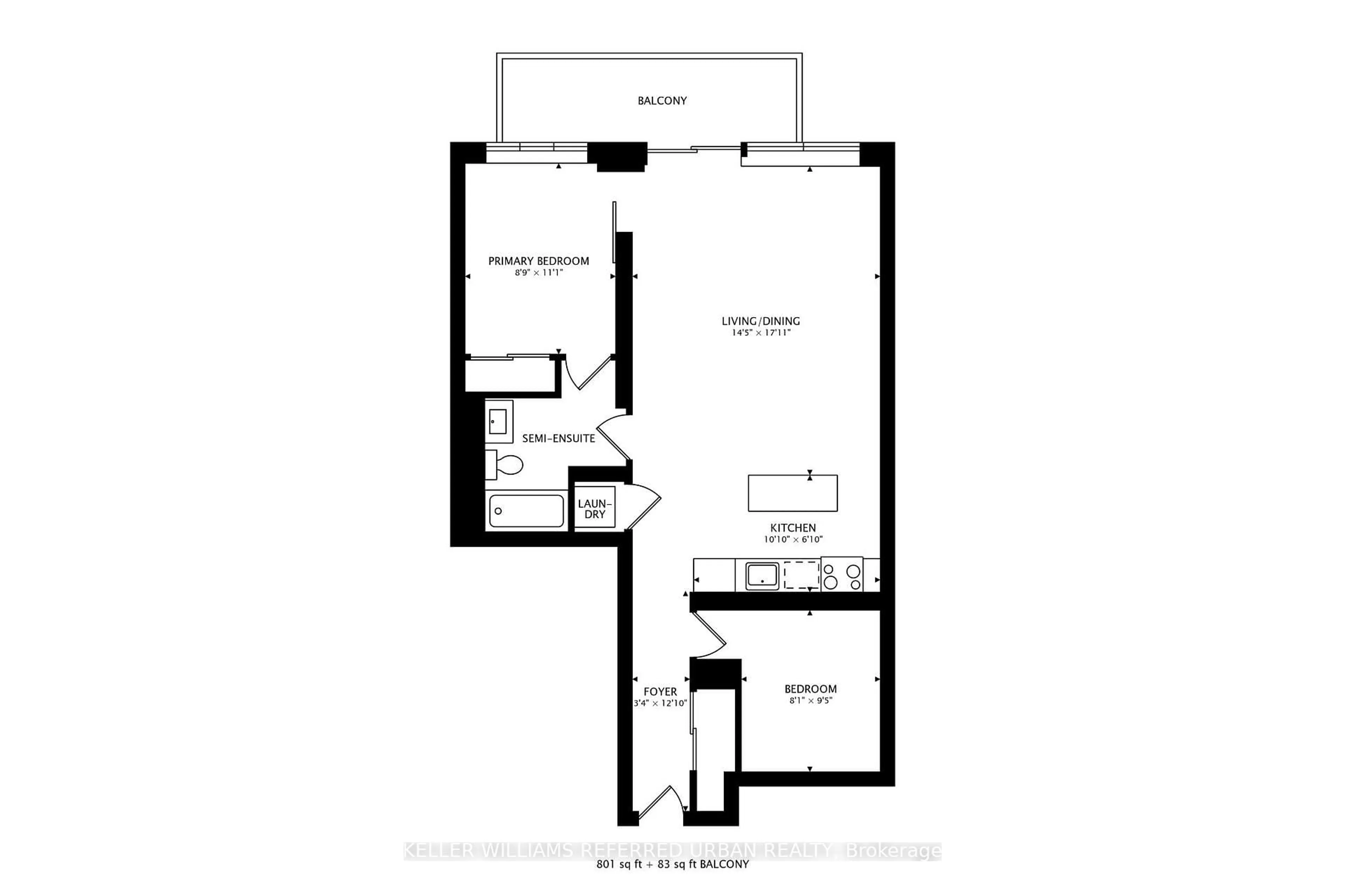 Floor plan for 608 Richmond St #616, Toronto Ontario M5V 0N9