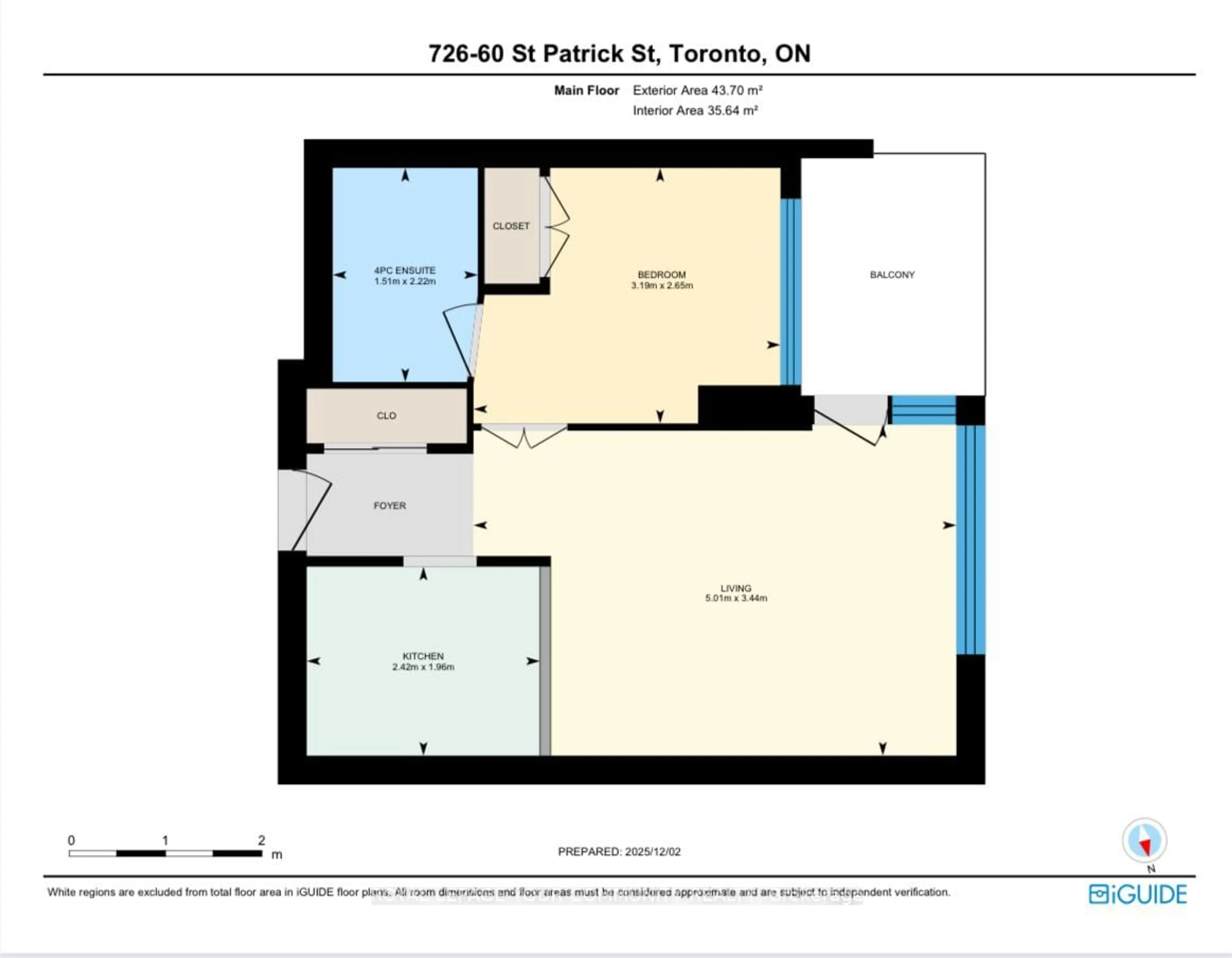 Floor plan for 60 St. Patrick St #726, Toronto Ontario M5T 2X5