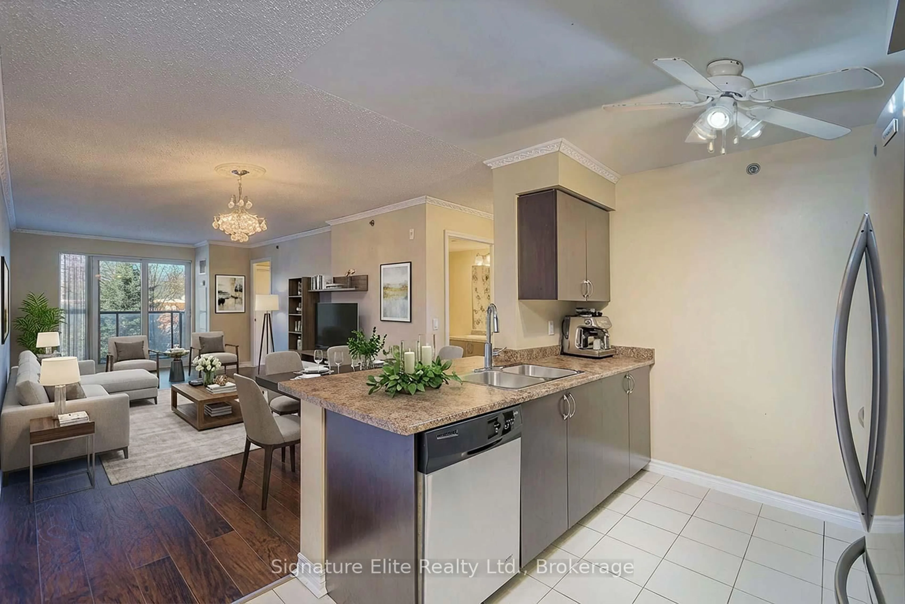 Open concept kitchen, ceramic/tile floor for 35 Saranac Blvd #304, Toronto Ontario M6A 2G5