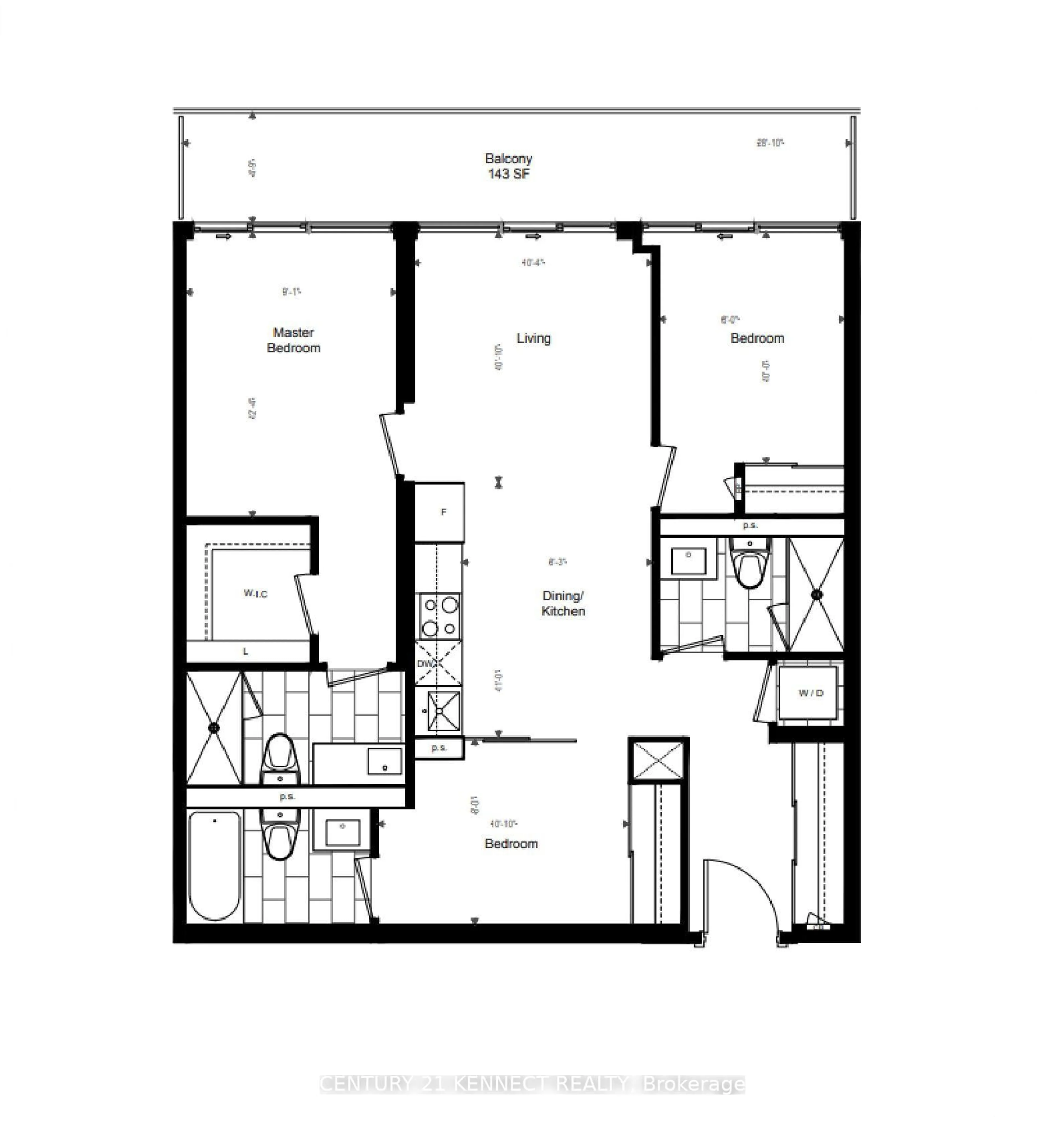 Floor plan for 70 Princess St #2406, Toronto Ontario M5A 0X6