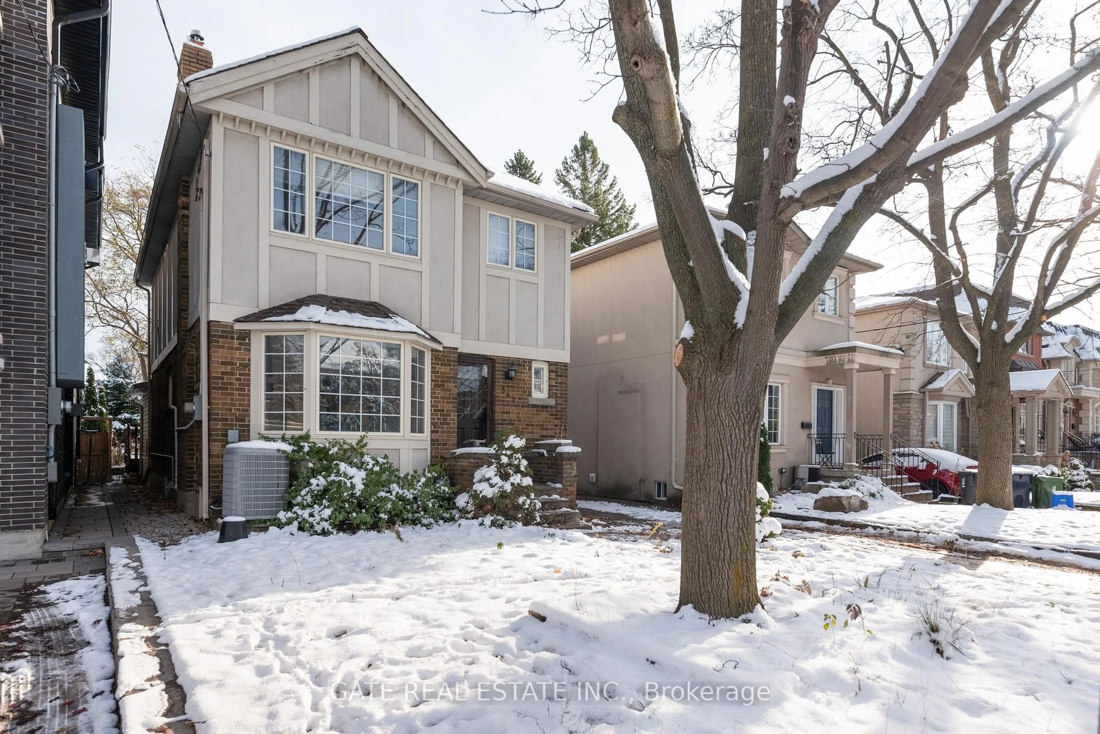 Home with brick exterior material, street for 349 Laird Dr, Toronto Ontario M4G 3Y1