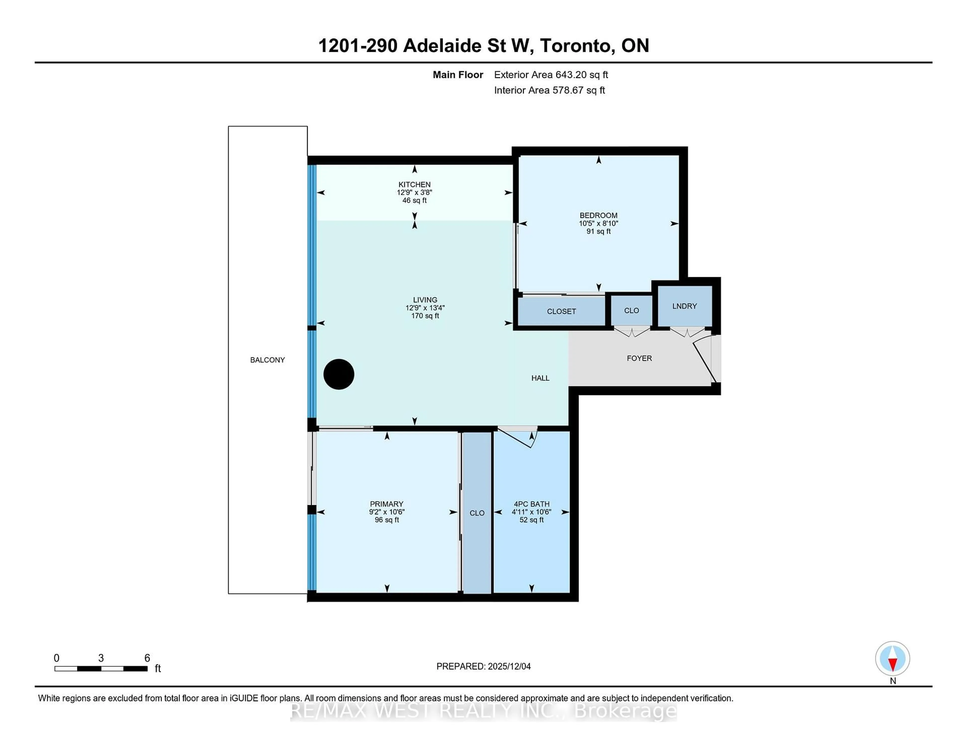 Floor plan for 290 Adelaide St #1201, Toronto Ontario M5V 0P3