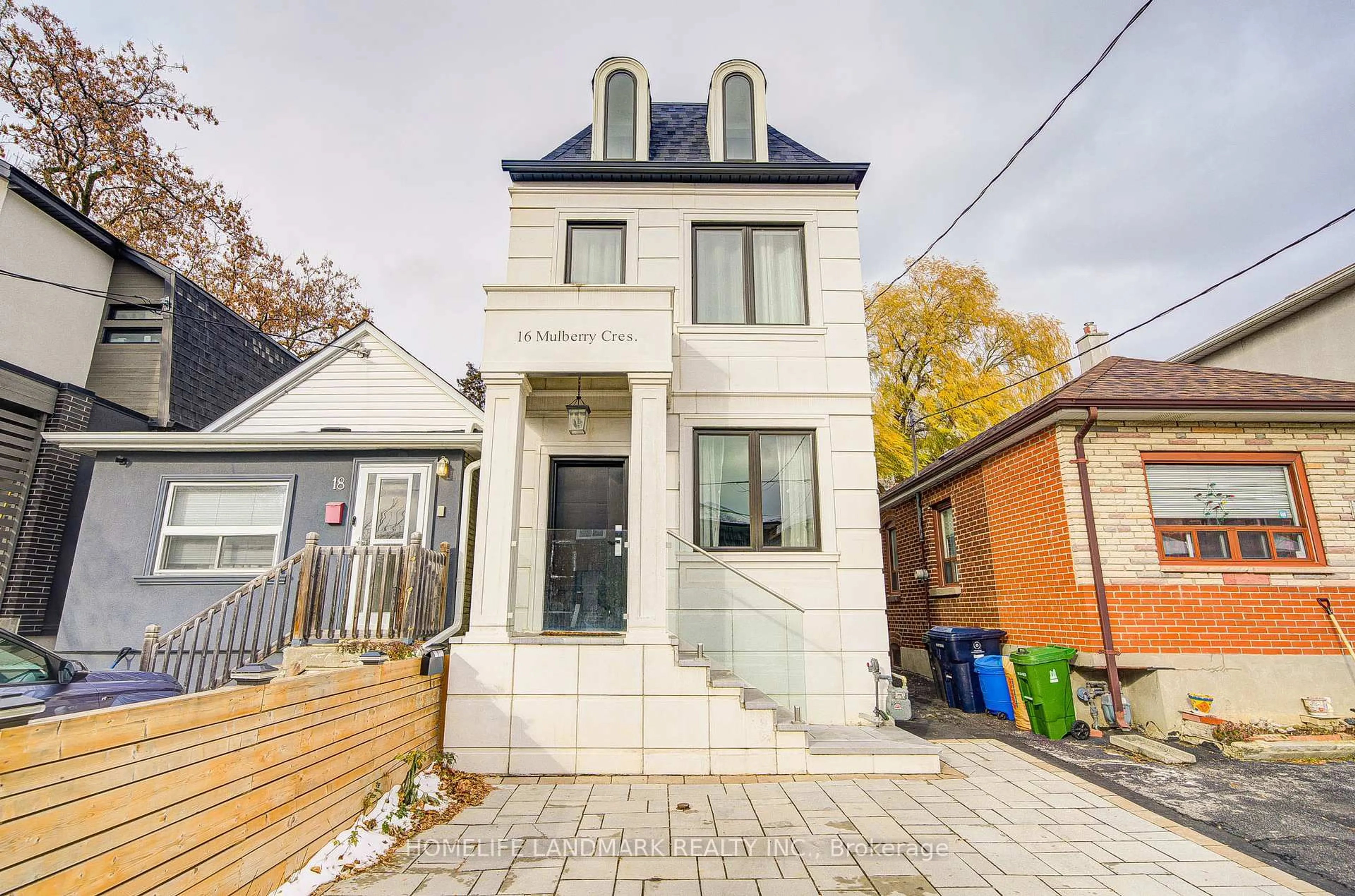 Home with brick exterior material, street for 16 Mulberry Cres, Toronto Ontario M6C 1N5