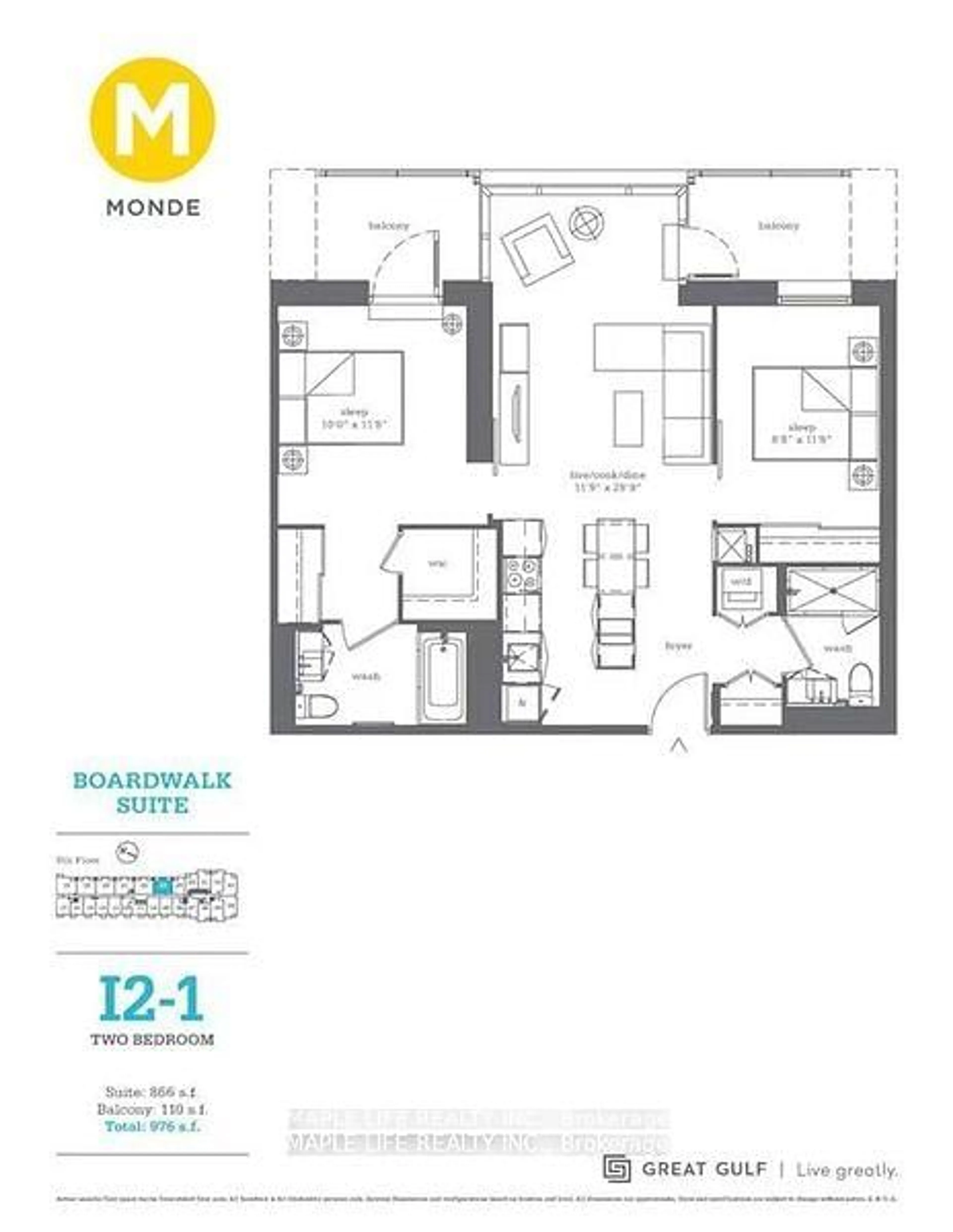 Floor plan for 12 Bonnycastle St #823, Toronto Ontario M5A 0C8
