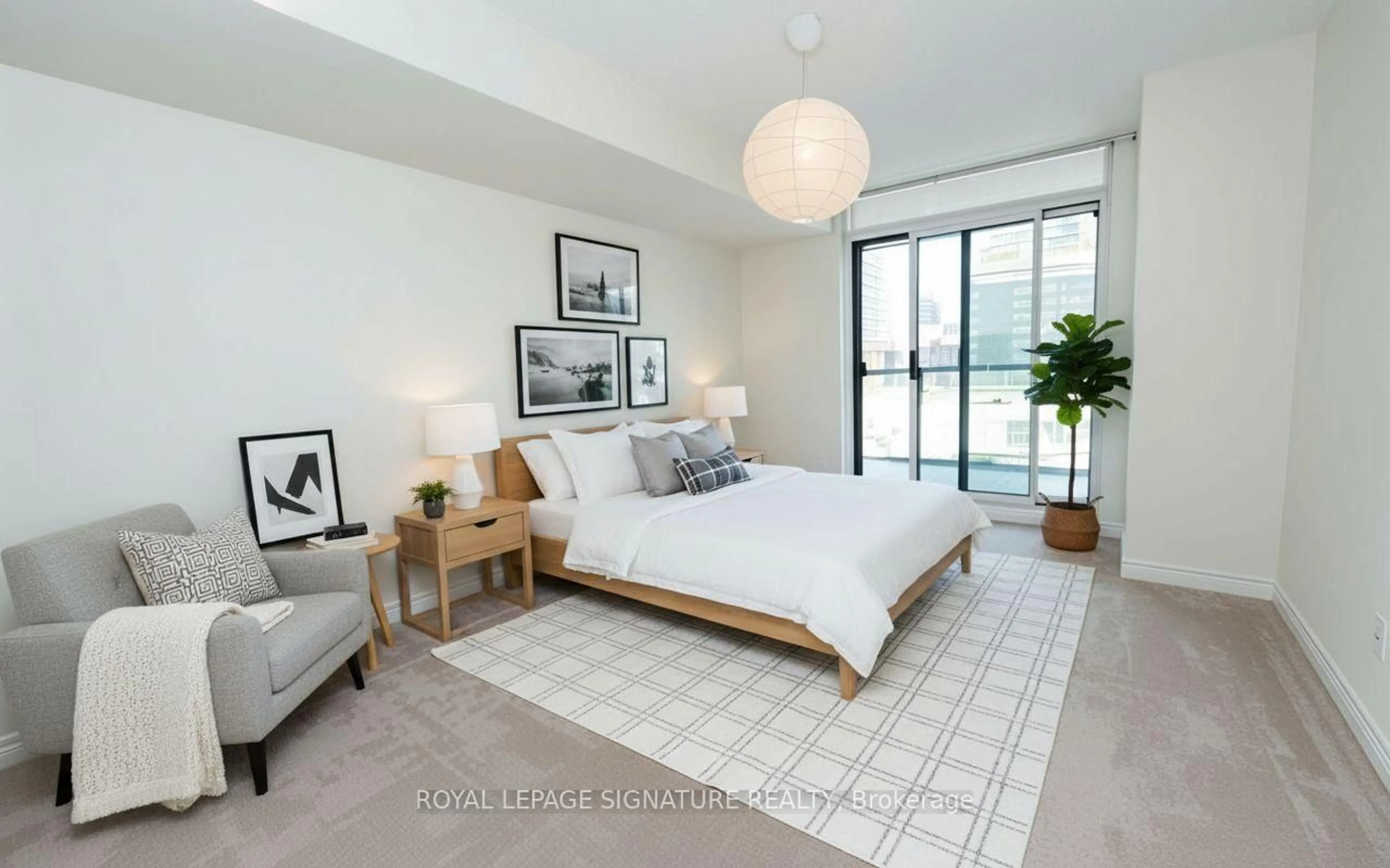 Bedroom with bed, unknown for 30 Grand Trunk Cres #509, Toronto Ontario M5J 3A4