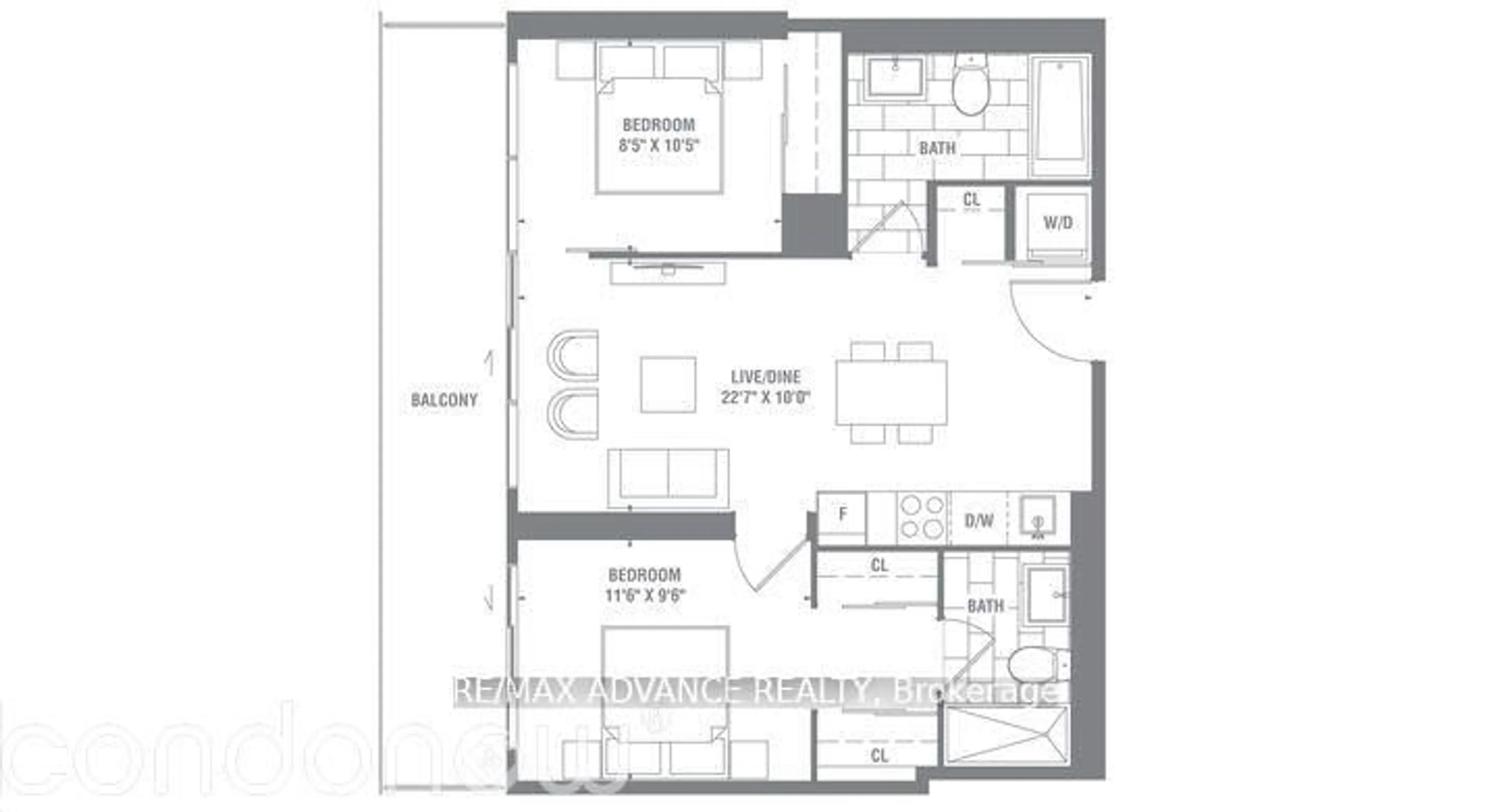 Floor plan for 15 Queens Quay #1104, Toronto Ontario M5E 0A4