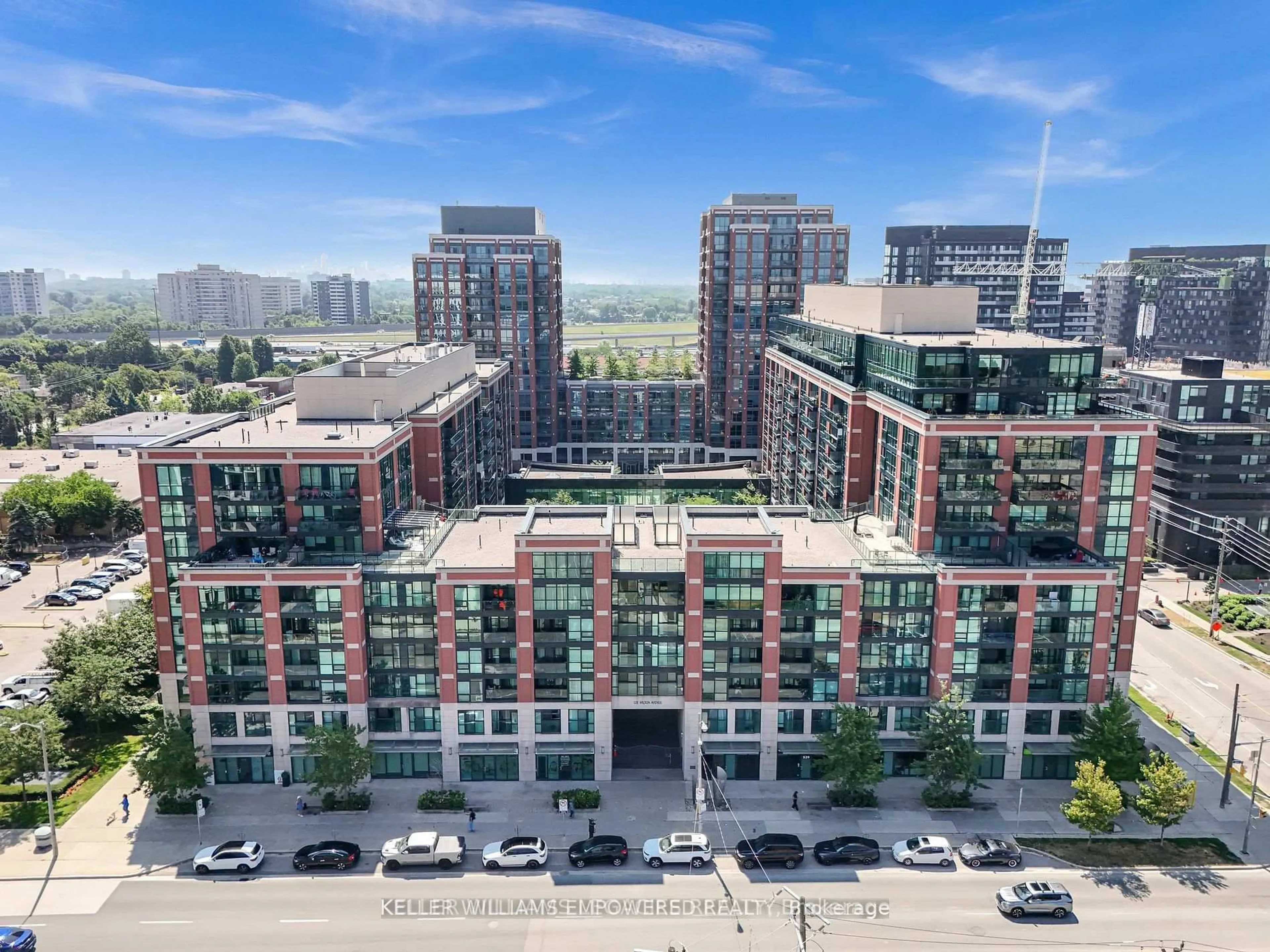 A pic from outside/outdoor area/front of a property/back of a property/a pic from drone, city buildings view from balcony for 525 Wilson Ave #646, Toronto Ontario M3H 0A7