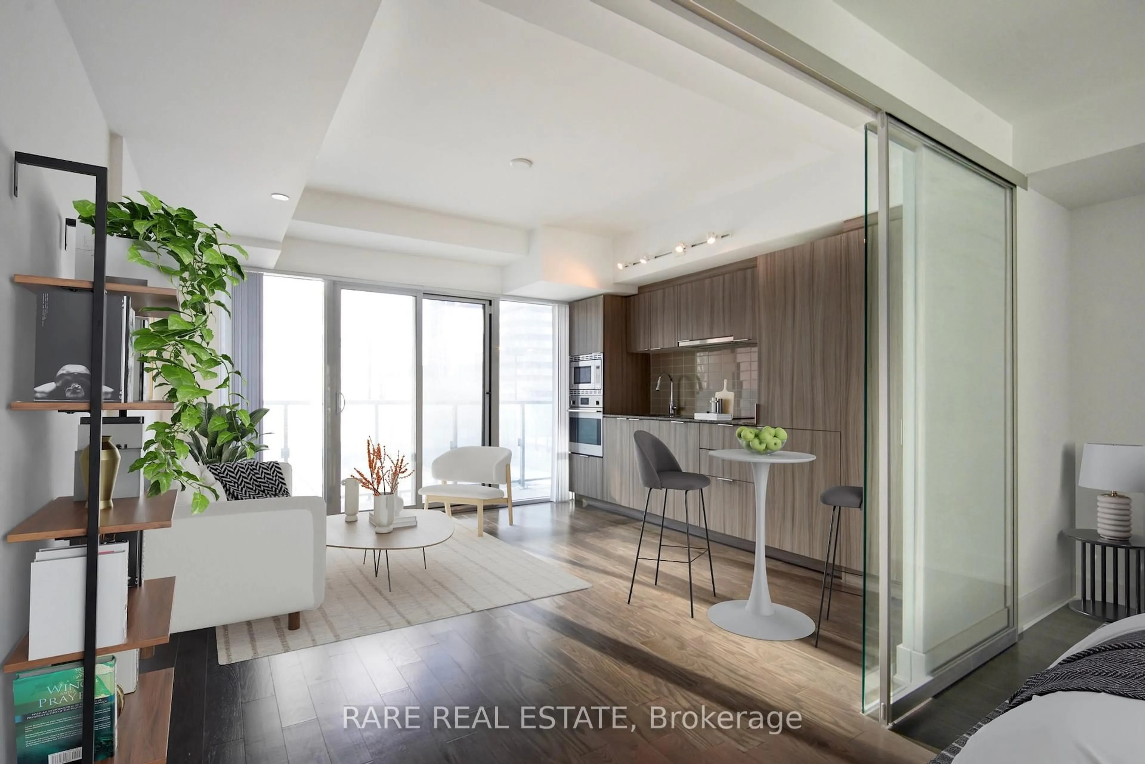 Open concept kitchen, wood/laminate floor for 955 Bay St #1002, Toronto Ontario M5S 0C6