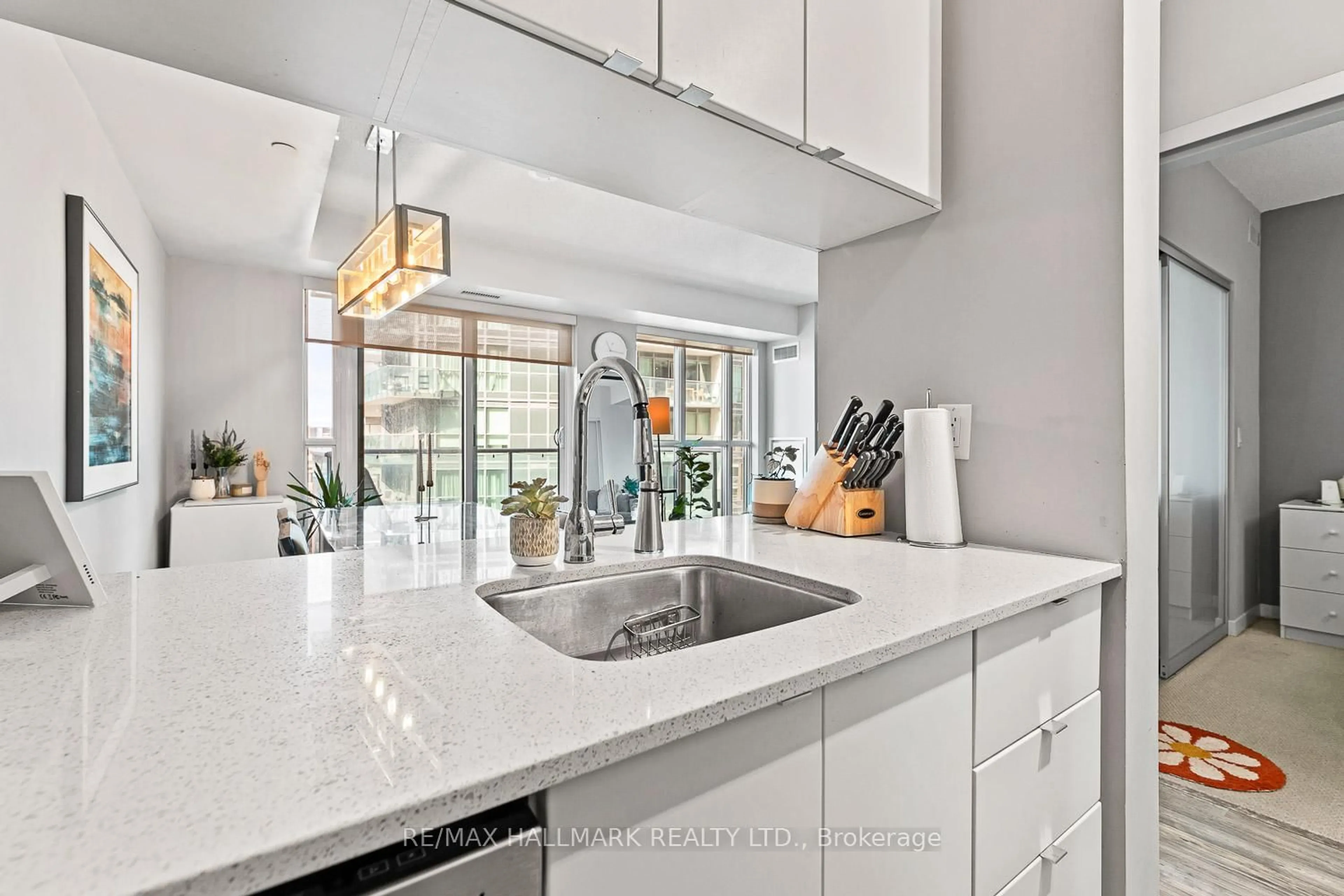Contemporary kitchen, ceramic/tile floor for 69 Lynn Williams St #709, Toronto Ontario M6K 3R7