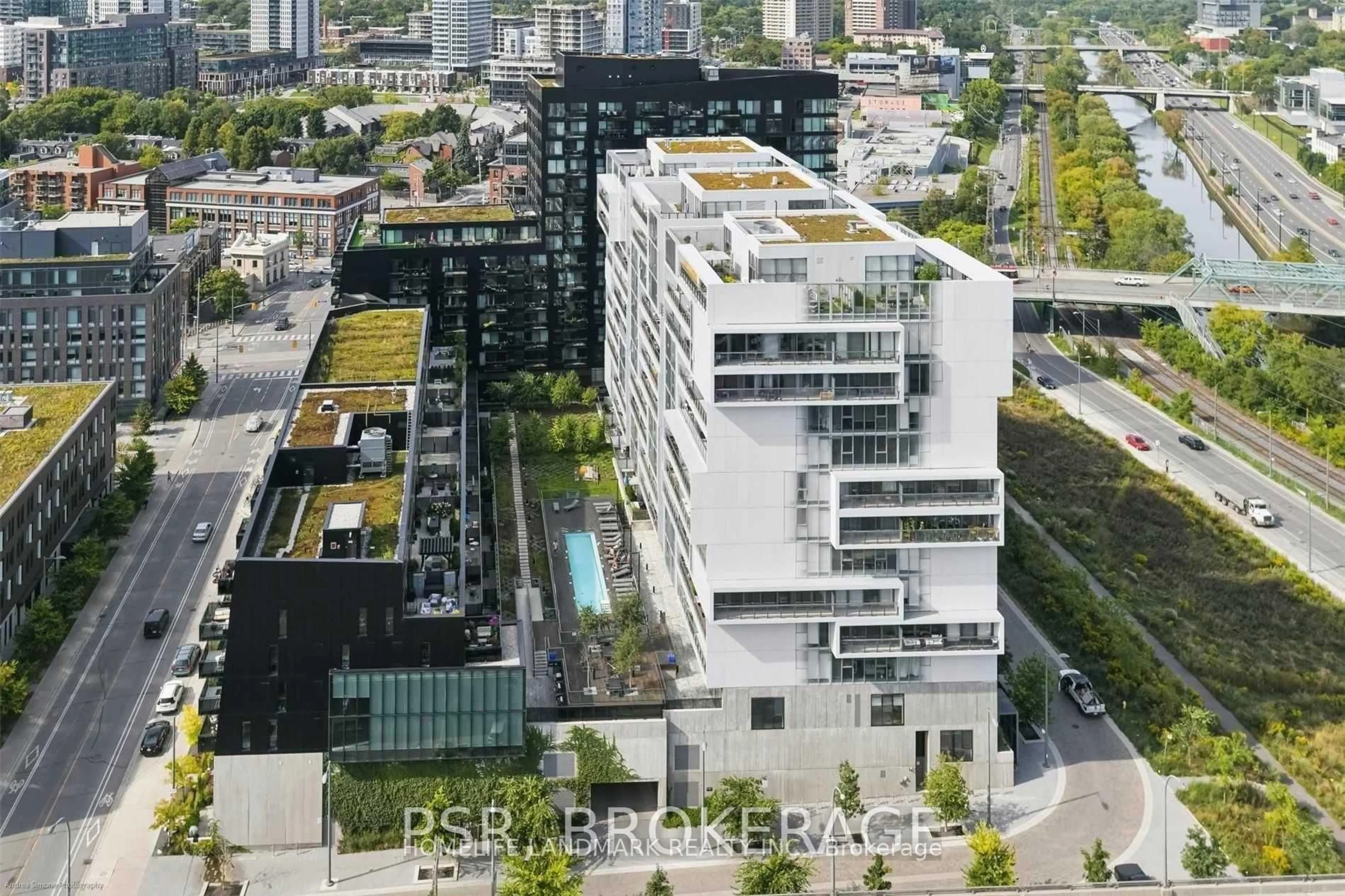 A pic from outside/outdoor area/front of a property/back of a property/a pic from drone, city buildings view from balcony for 32 Trolley Cres #617, Toronto Ontario M5A 0E9