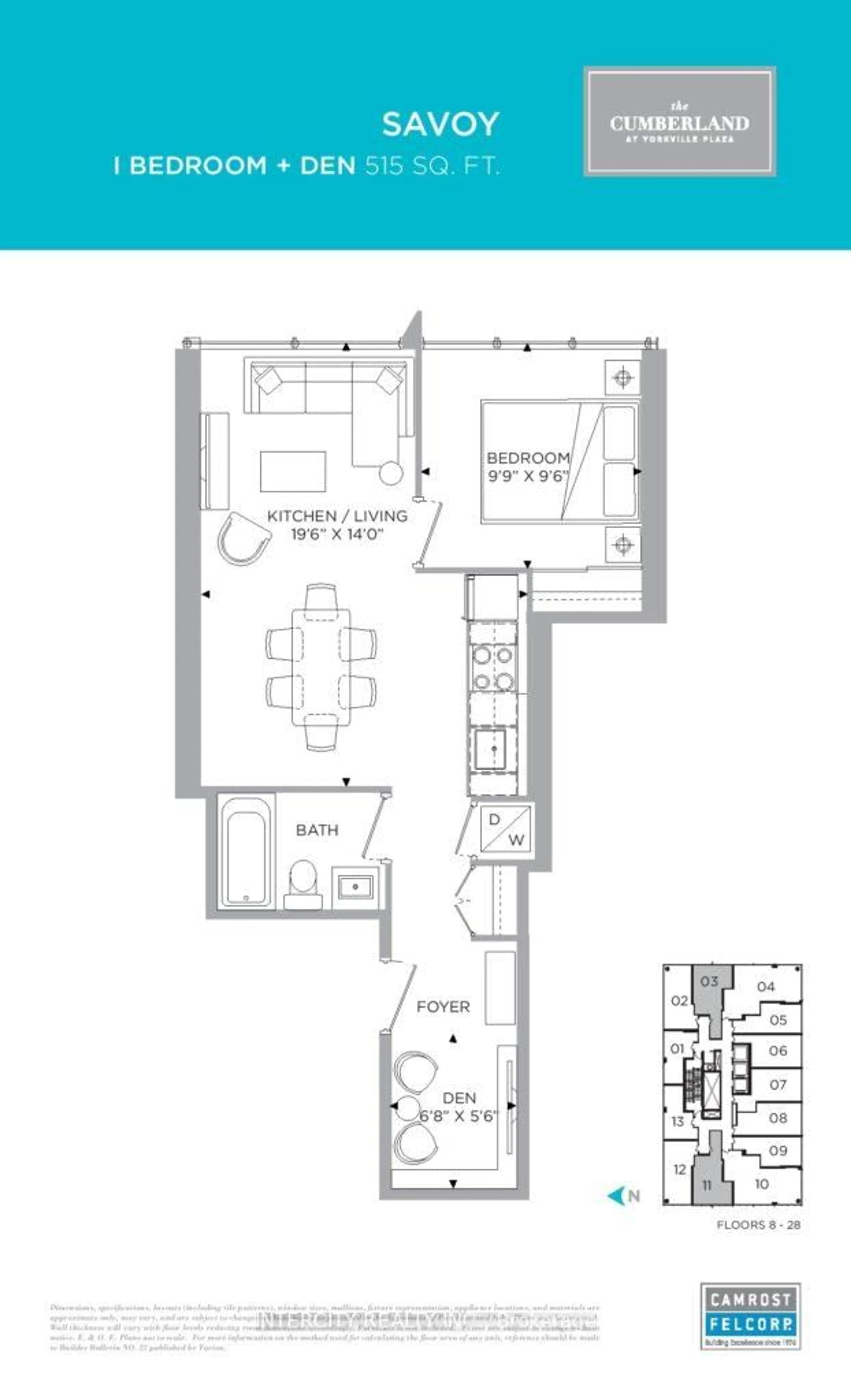 Floor plan for 188 Cumberland St #2103, Toronto Ontario M5R 0B6