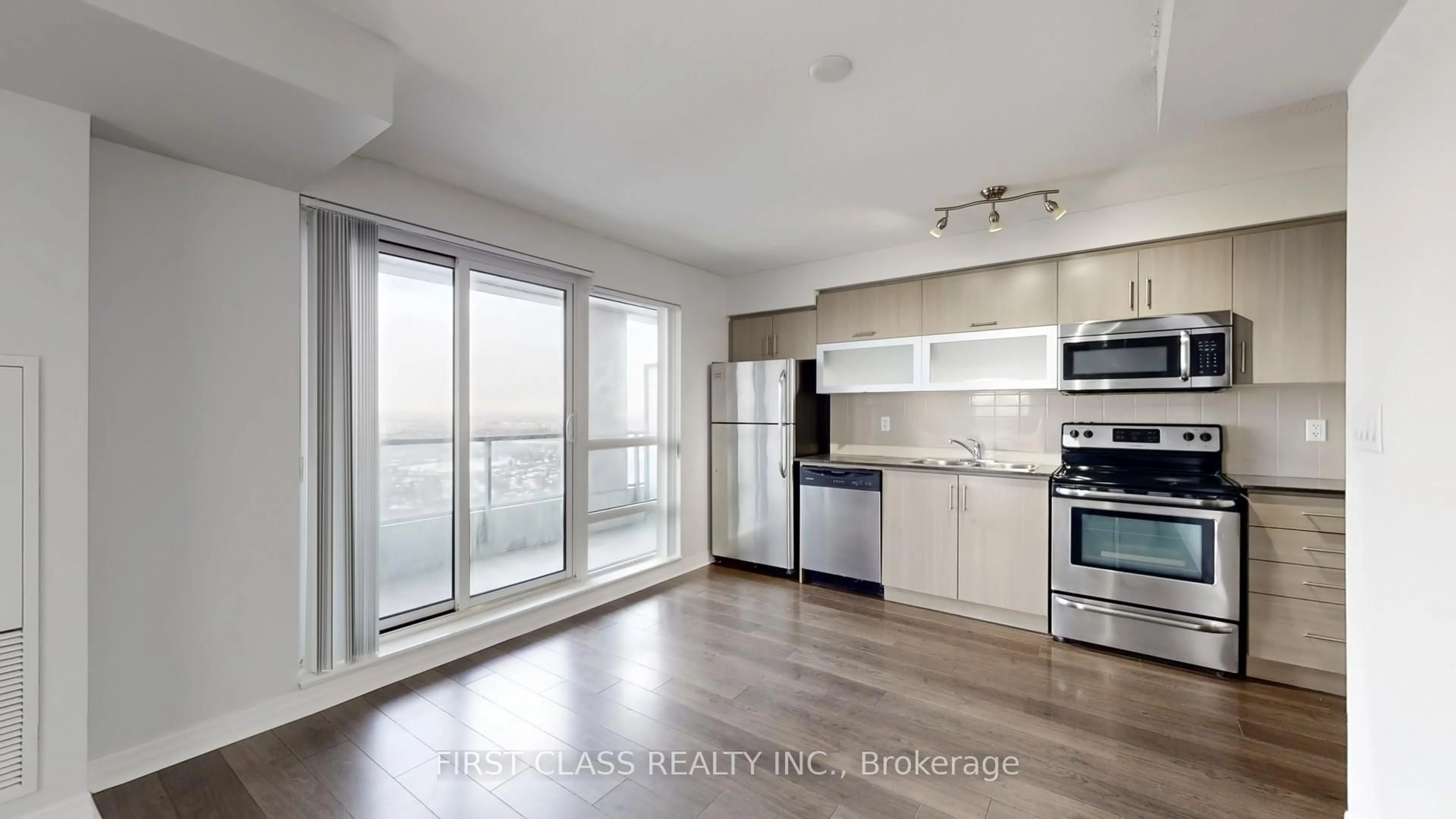 Open concept kitchen, wood/laminate floor for 2015 Sheppard Ave #3504, Toronto Ontario M2J 0B3
