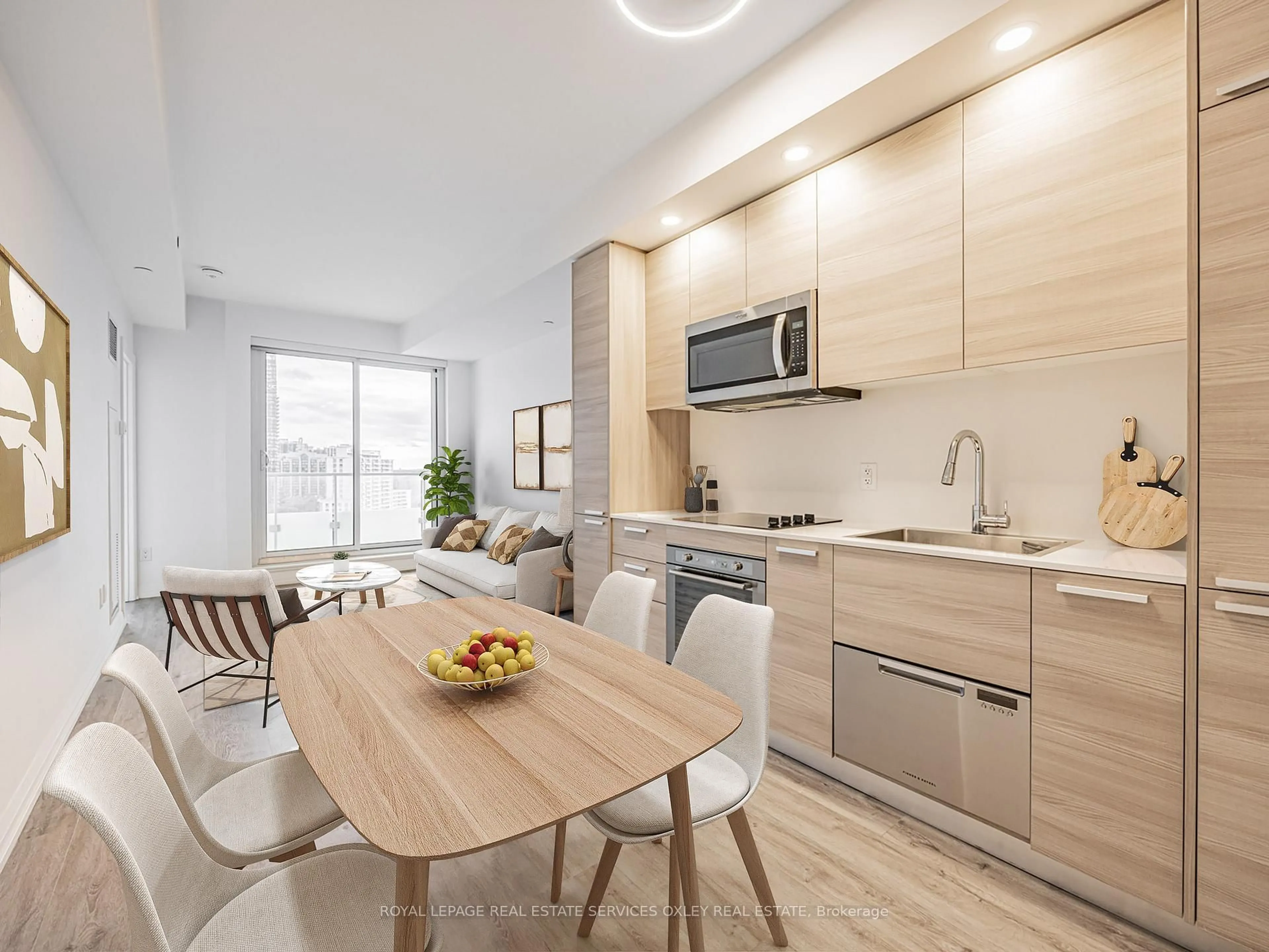 Open concept kitchen, wood/laminate floor for 75 Canterbury Pl #1603, Toronto Ontario M2N 2N1