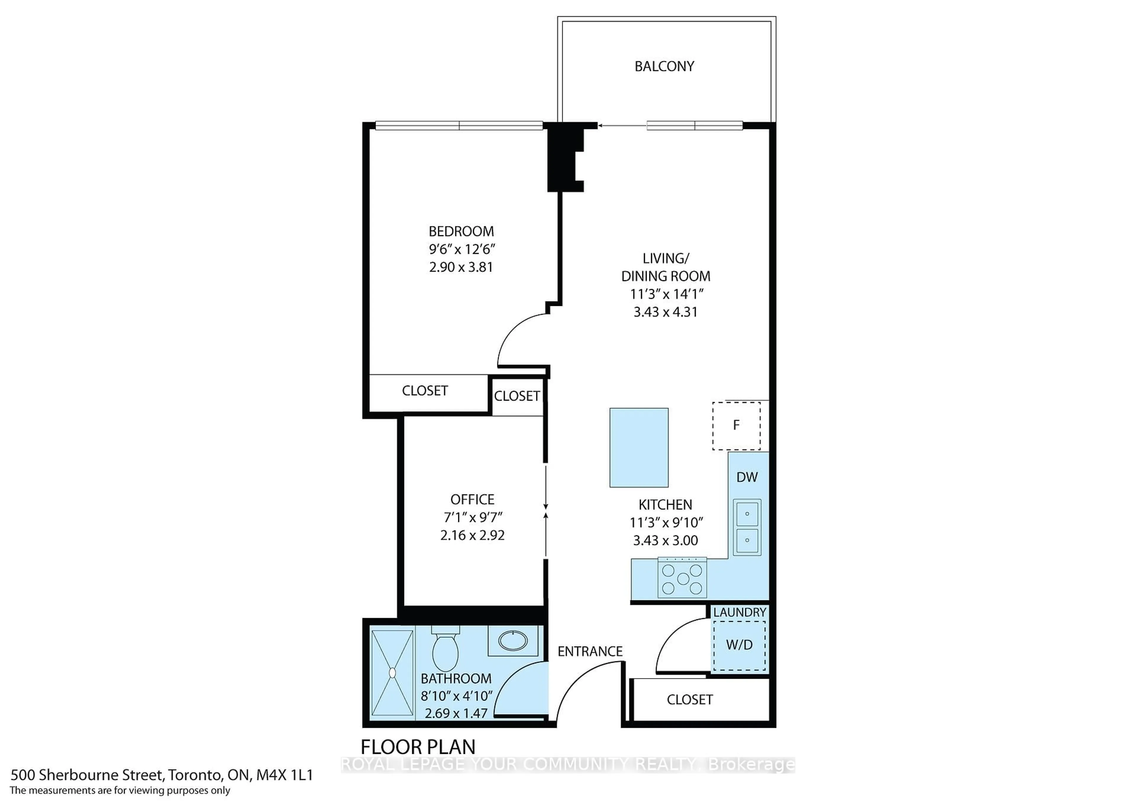 Floor plan for 500 Sherbourne St #1311, Toronto Ontario M4X 1L1