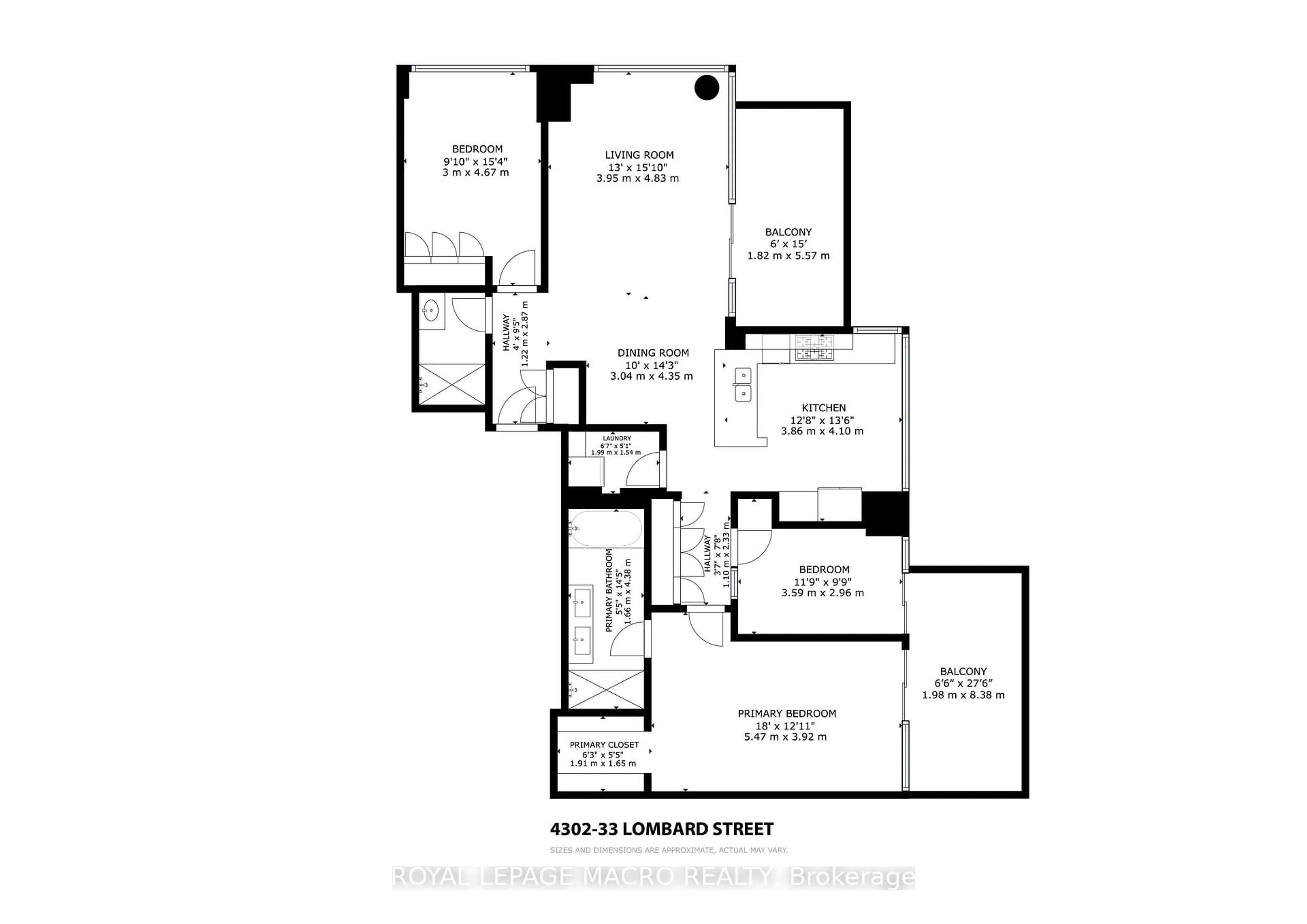 Floor plan for 33 Lombard St #4302, Toronto Ontario M5C 3H8