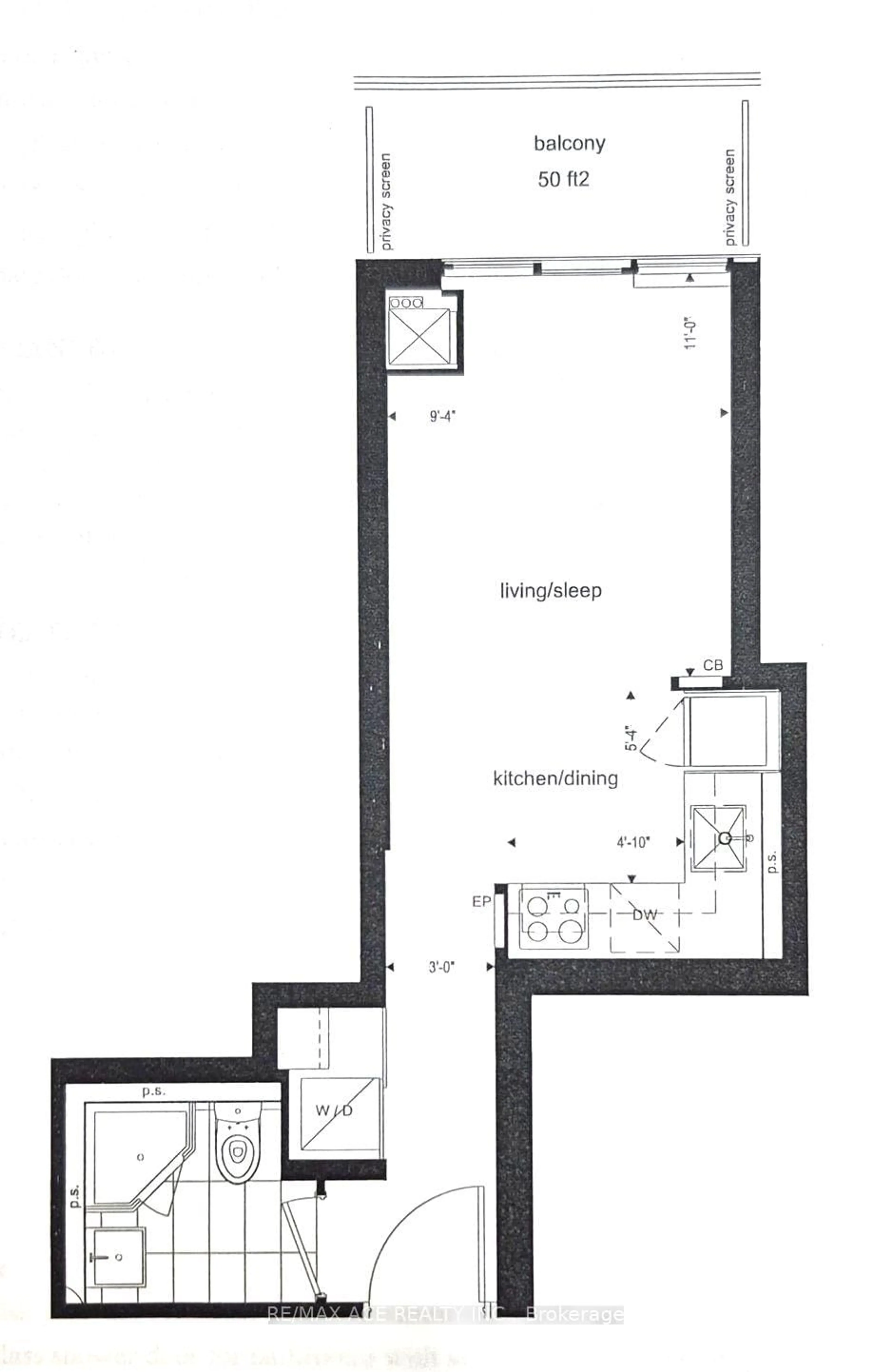 Floor plan for 195 Redpath Ave #2314, Toronto Ontario M4P 0E4