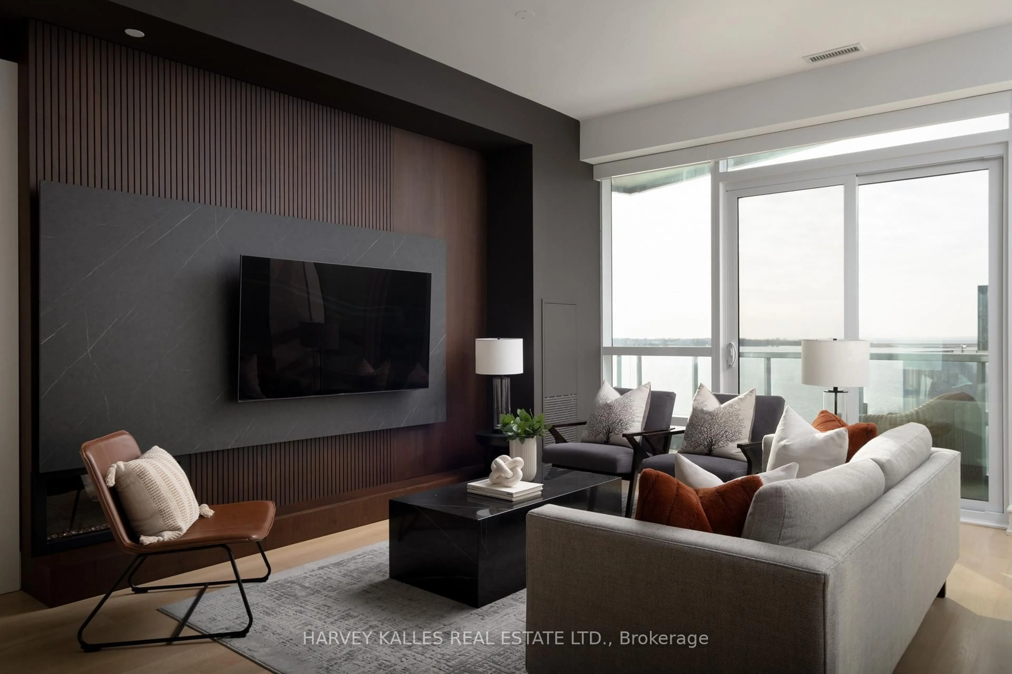 Living room with furniture, wood/laminate floor for 55 Merchants' Wharf #926, Toronto Ontario M5A 0P2