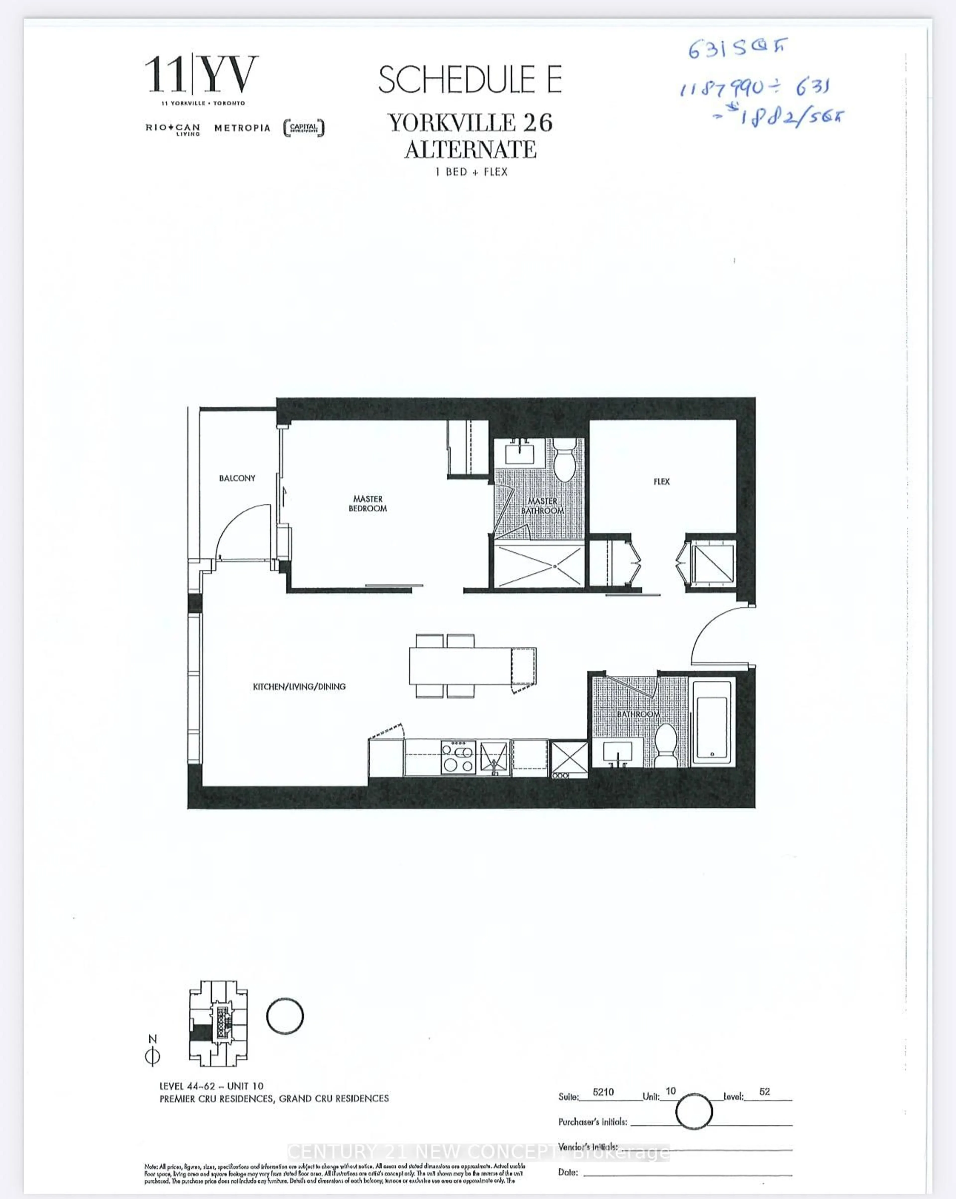 Floor plan for 11 Yorkville Ave #5410, Toronto Ontario M4W 0B7