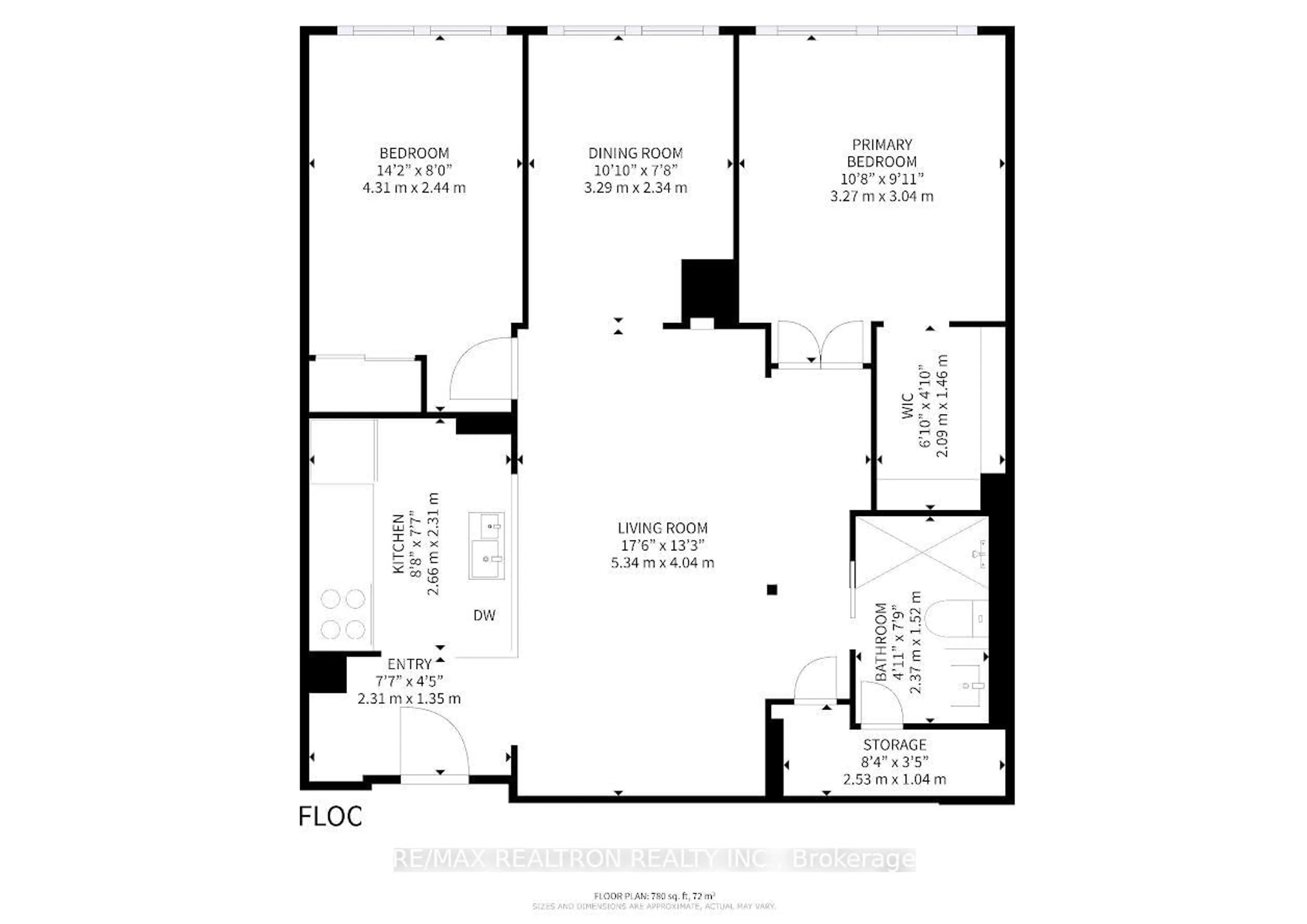 Floor plan for 222 The Esplanade Ave #402, Toronto Ontario M5A 4M8