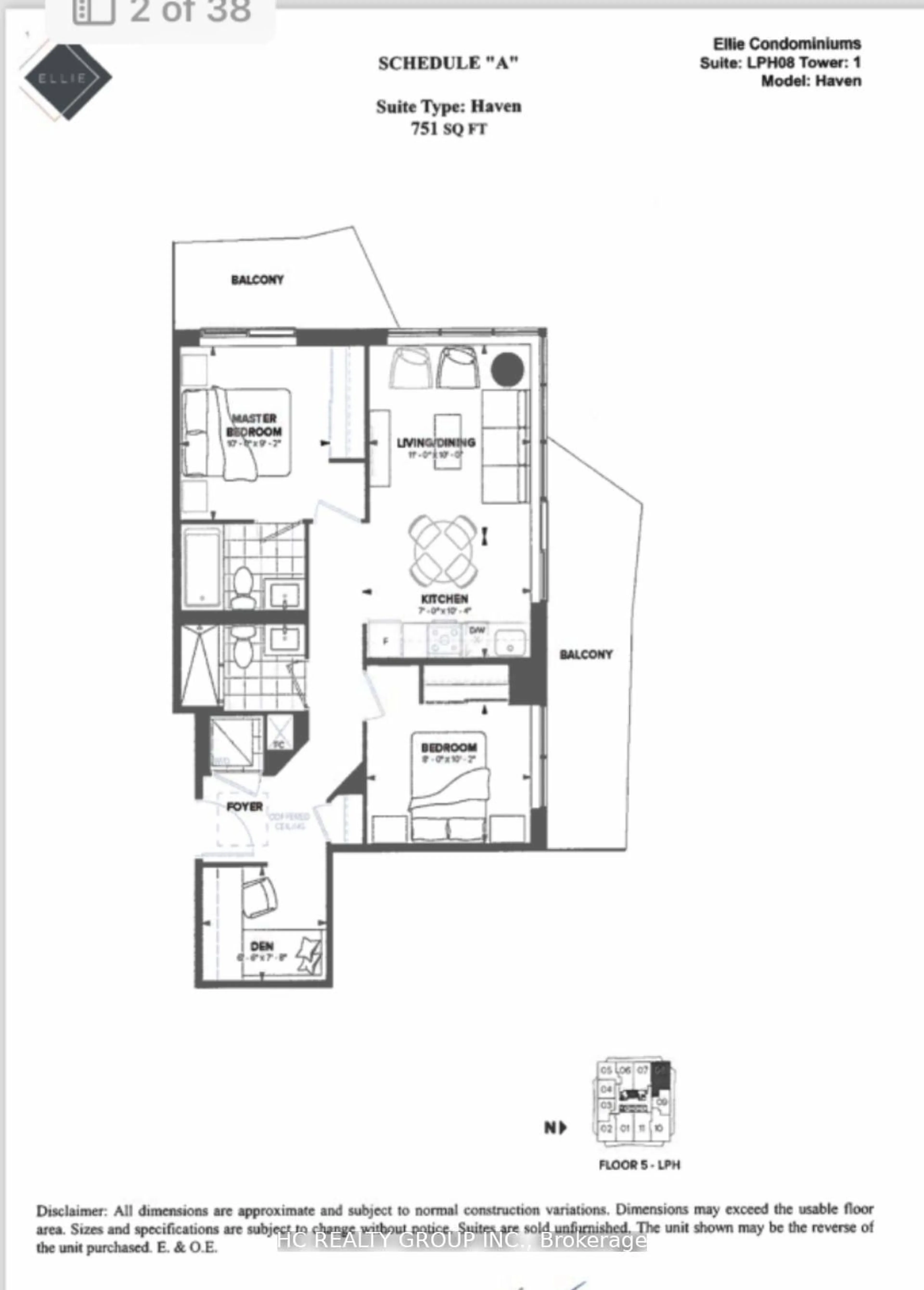 Floor plan for 15 Ellerslie Ave #LPH08, Toronto Ontario M2N 0L7