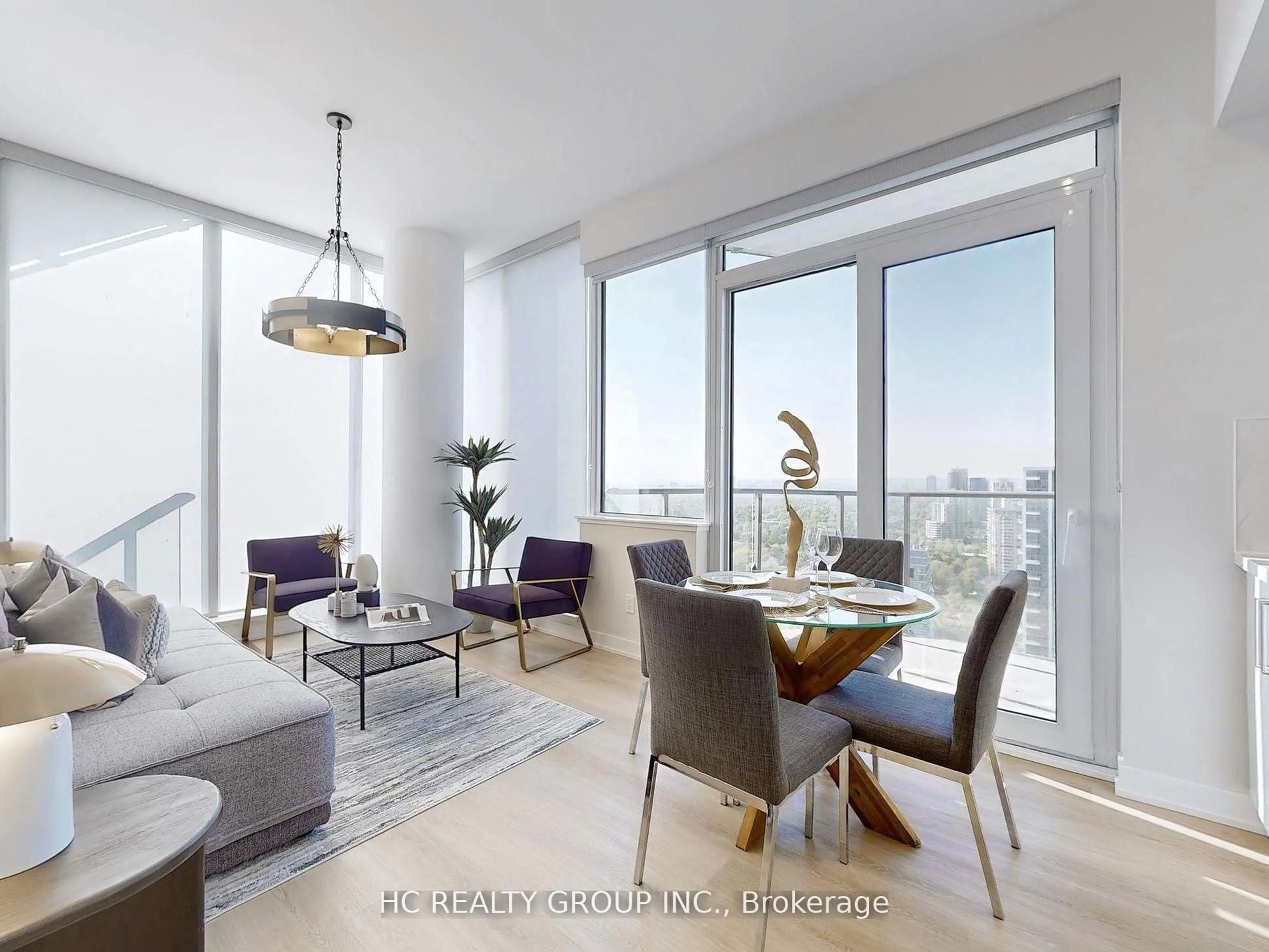 Living room with furniture, wood/laminate floor for 15 Ellerslie Ave #LPH08, Toronto Ontario M2N 0L7