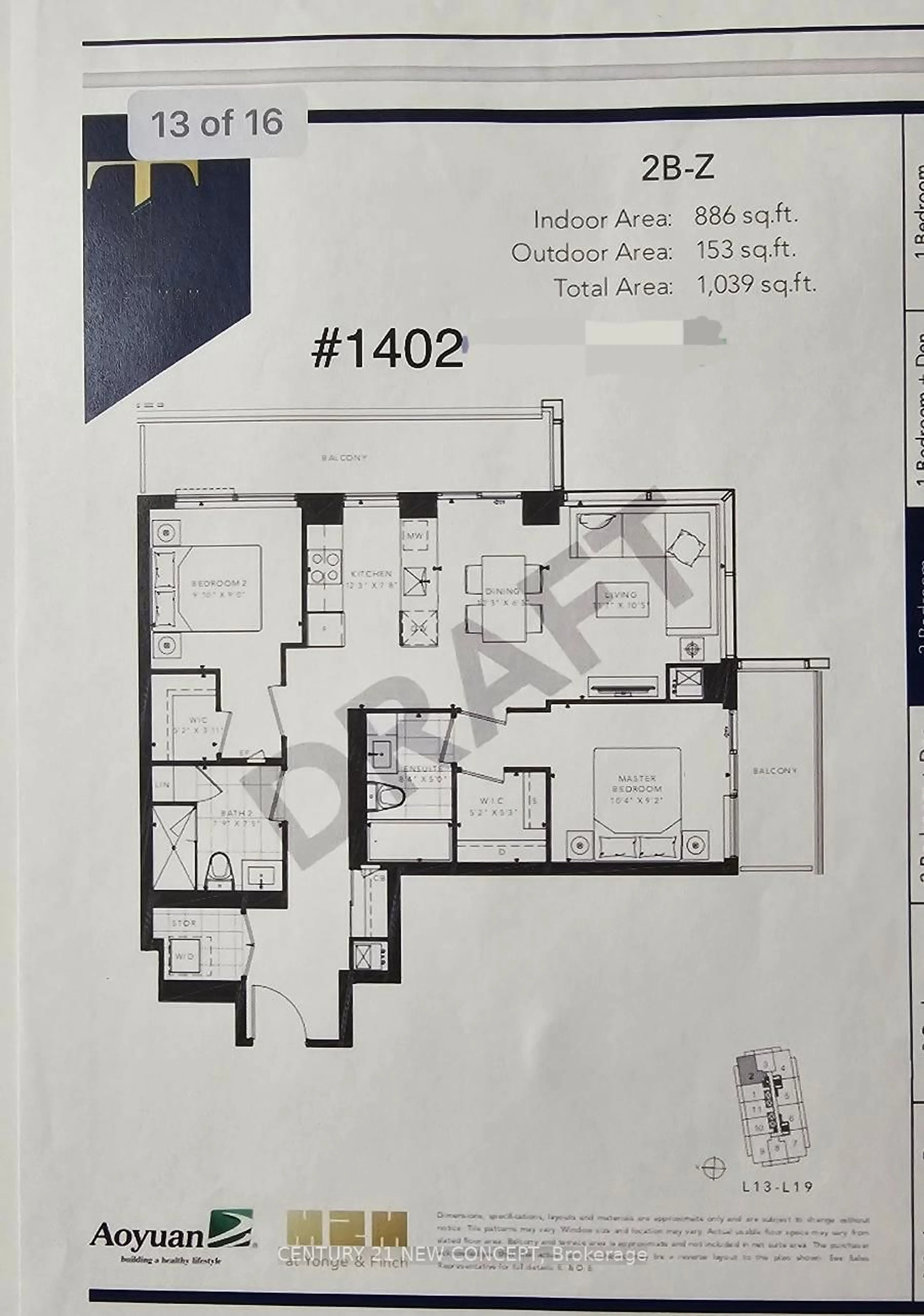 Floor plan for 8 Olympic Garden Dr #S1402, Toronto Ontario M2M 0B9
