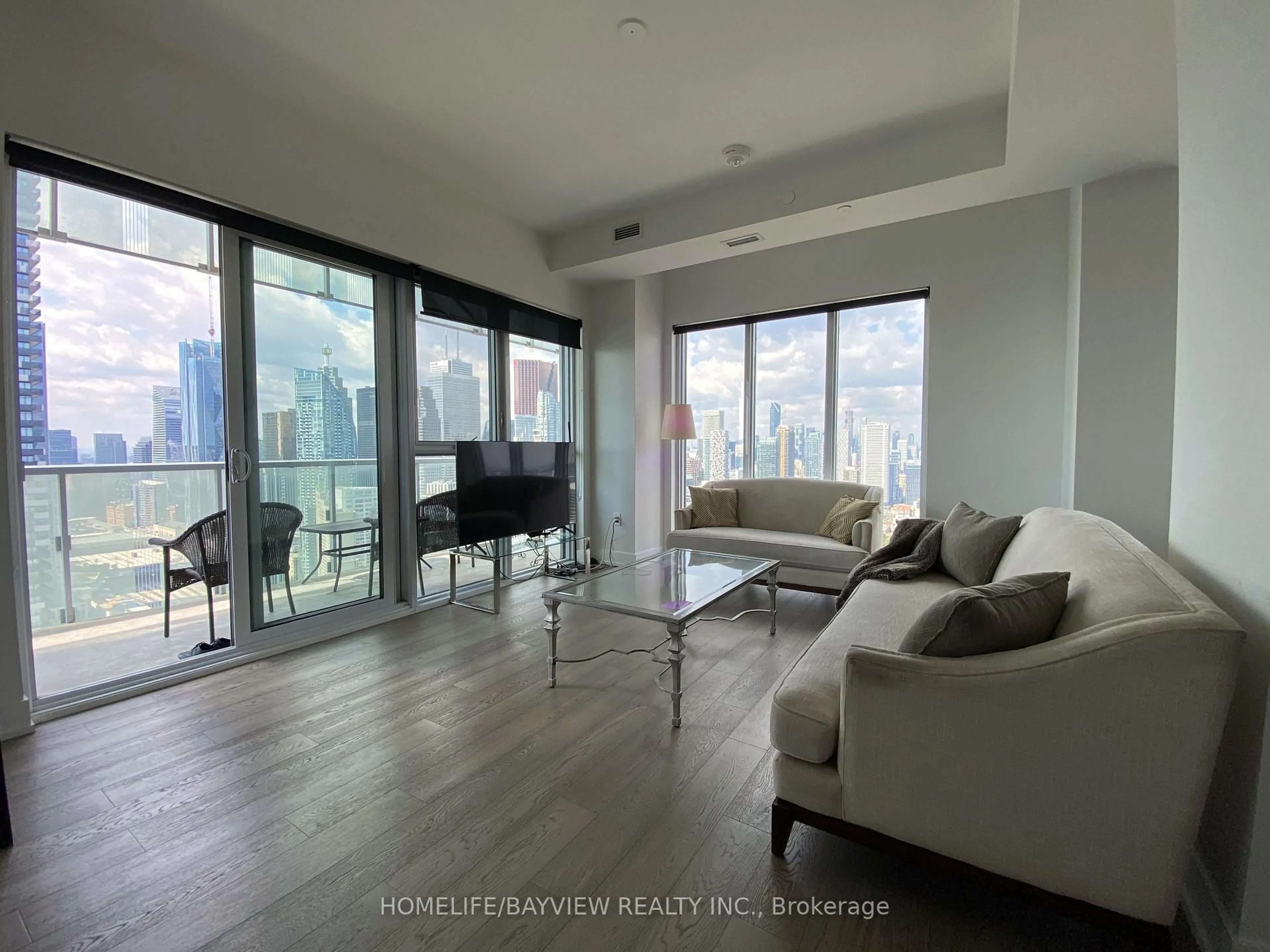 Living room with furniture, wood/laminate floor for 15 Lower Jarvis St #4104, Toronto Ontario M5E 1R7