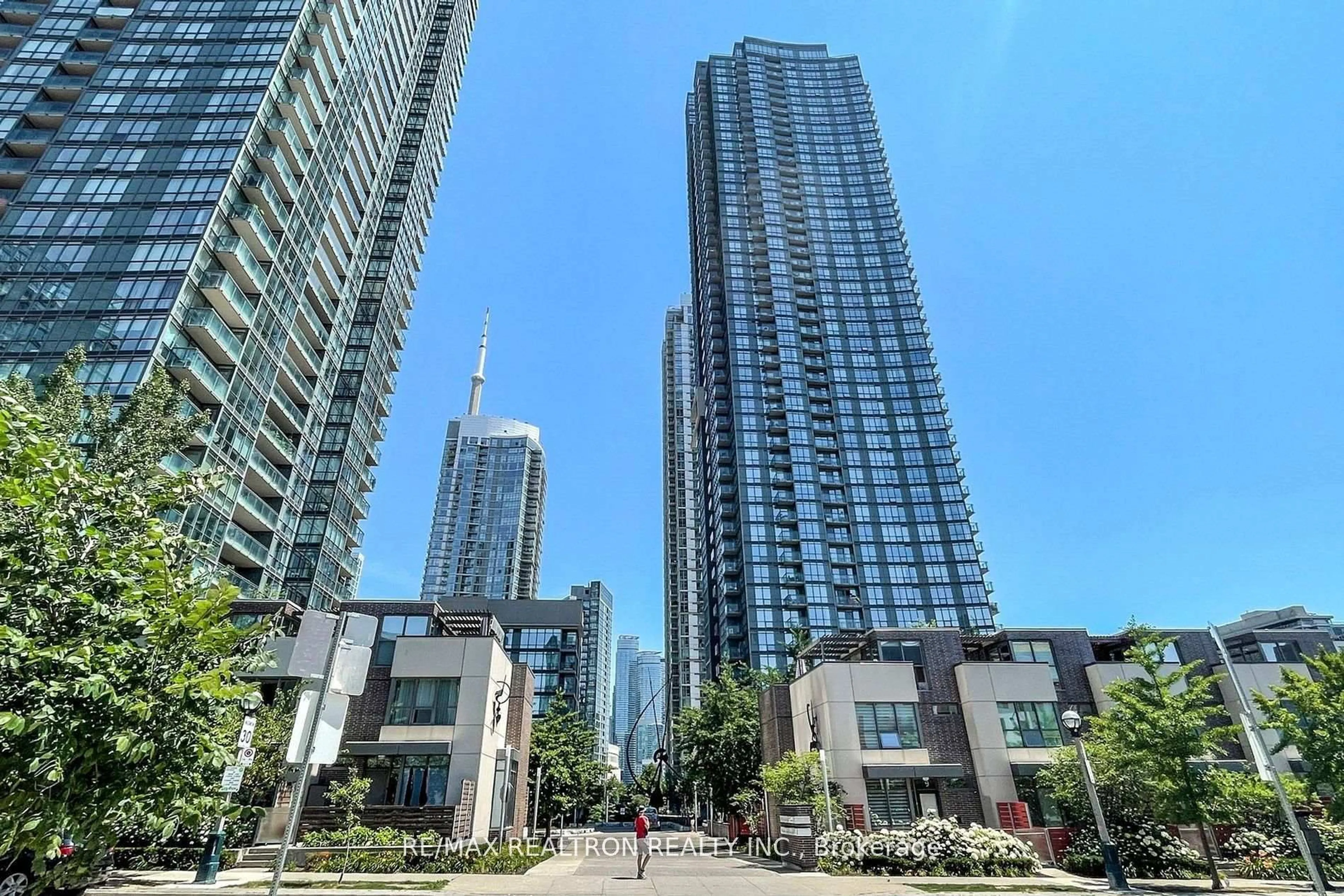 Patio, city buildings view from balcony for 11 Brunel Crt #PH2, Toronto Ontario M5V 3Y3