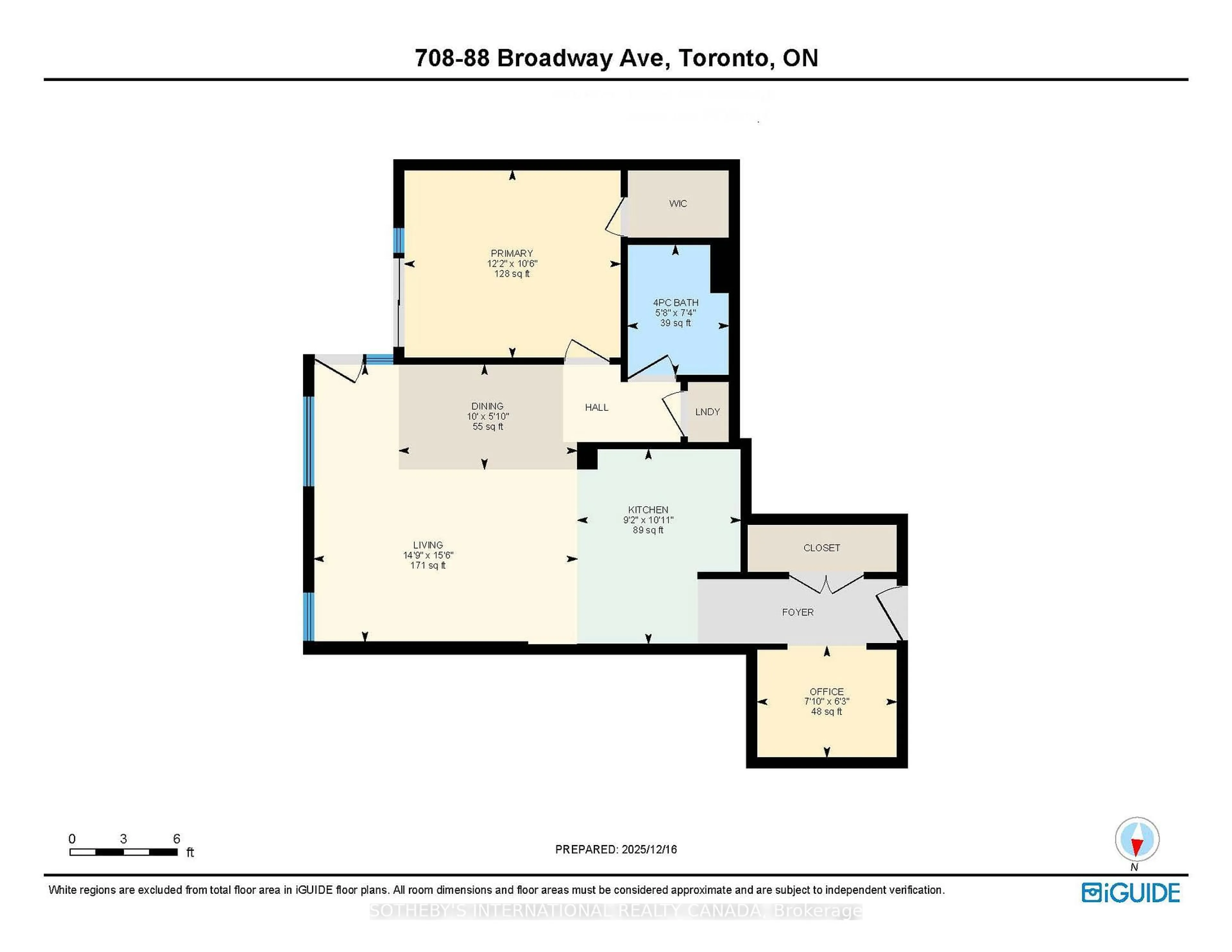 Floor plan for 88 Broadway Ave #708, Toronto Ontario M4P 0A5