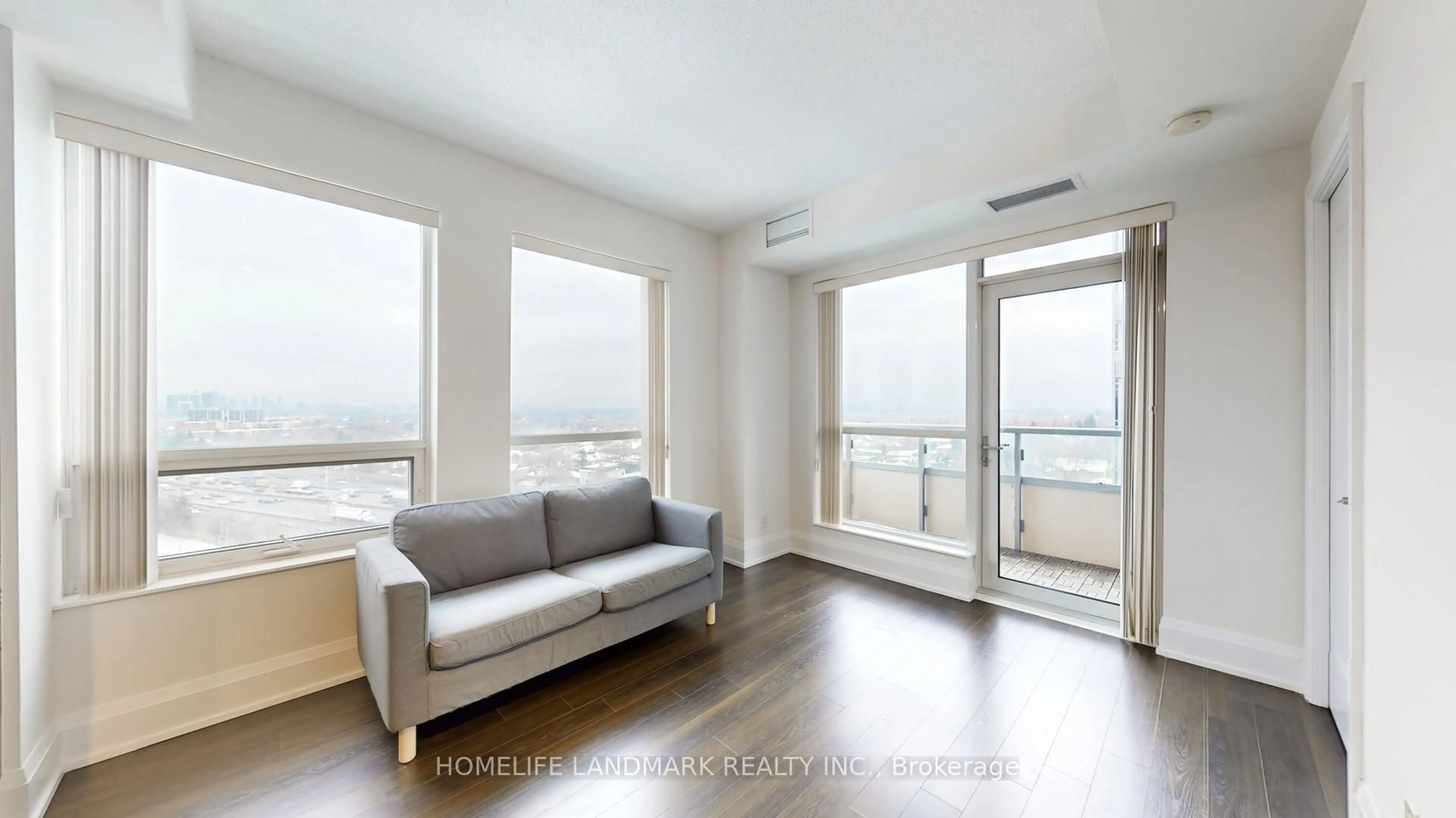 Living room with furniture, wood/laminate floor for 120 Harrison Garden Blvd #1330, Toronto Ontario M2N 0H1