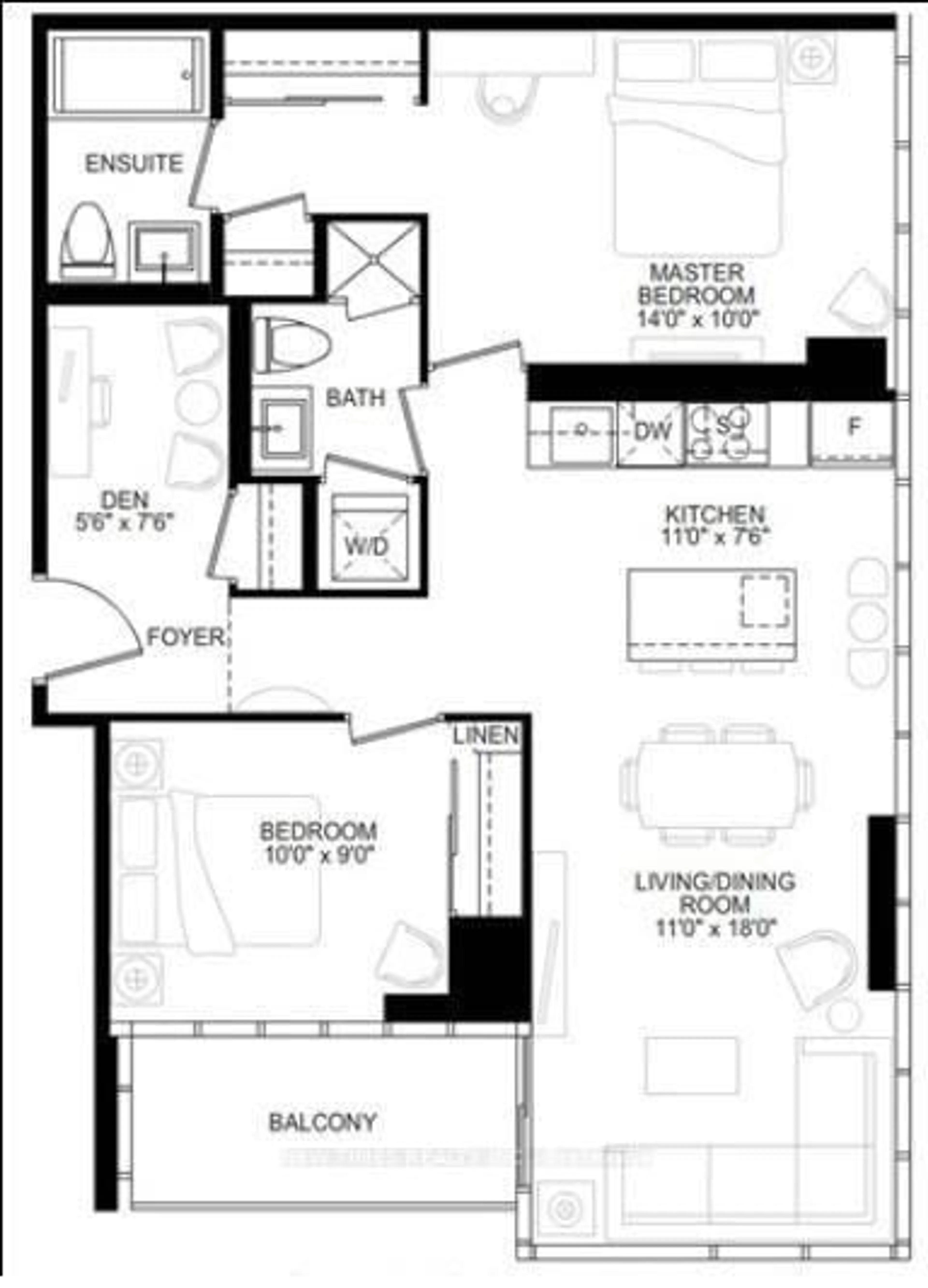 Floor plan for 9 Bogert Ave #4202, Toronto Ontario M2N 0H3