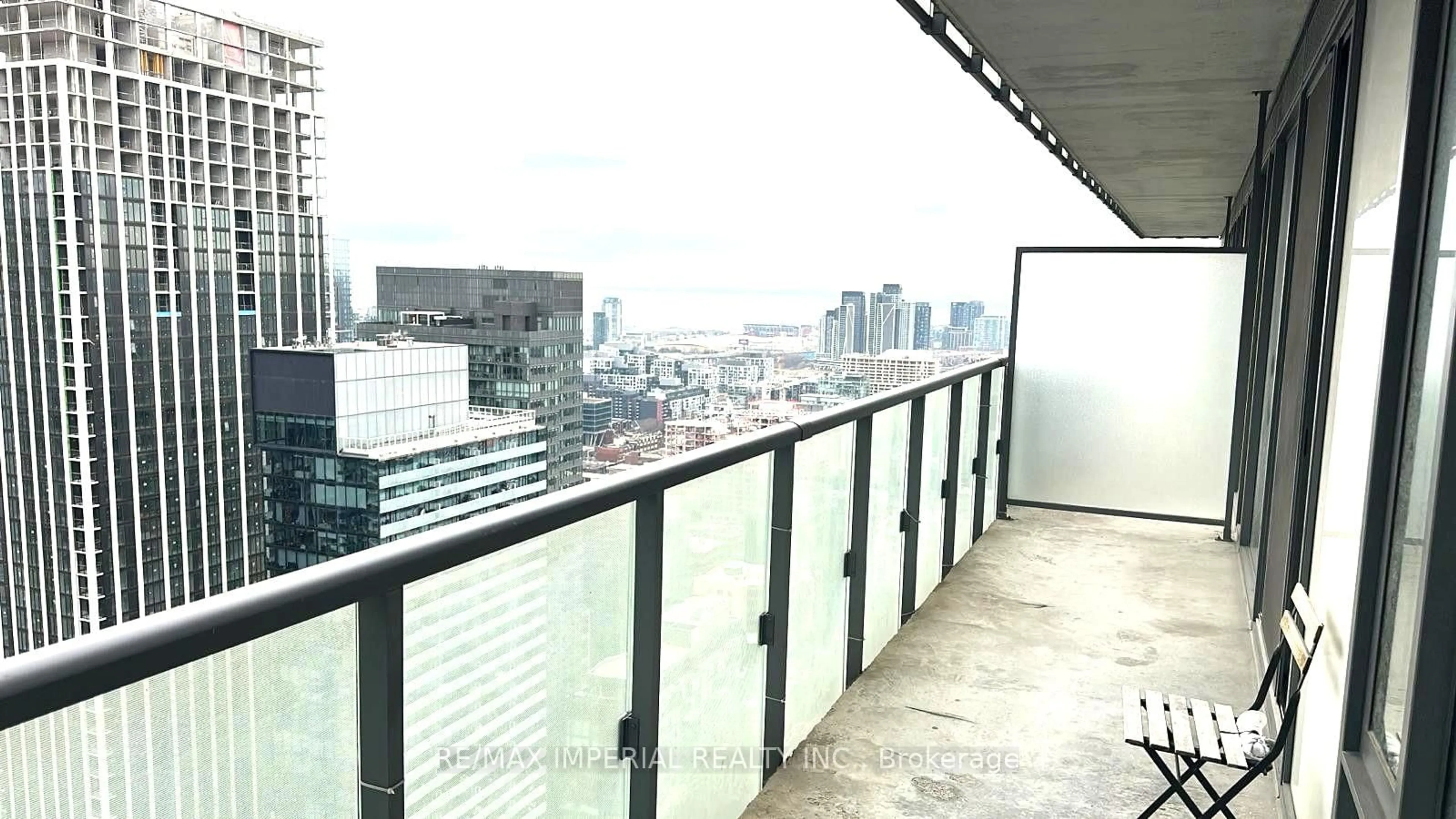 Balcony in the apartment, city buildings view from balcony for 101 Peter St #4007, Toronto Ontario M5V 0G6