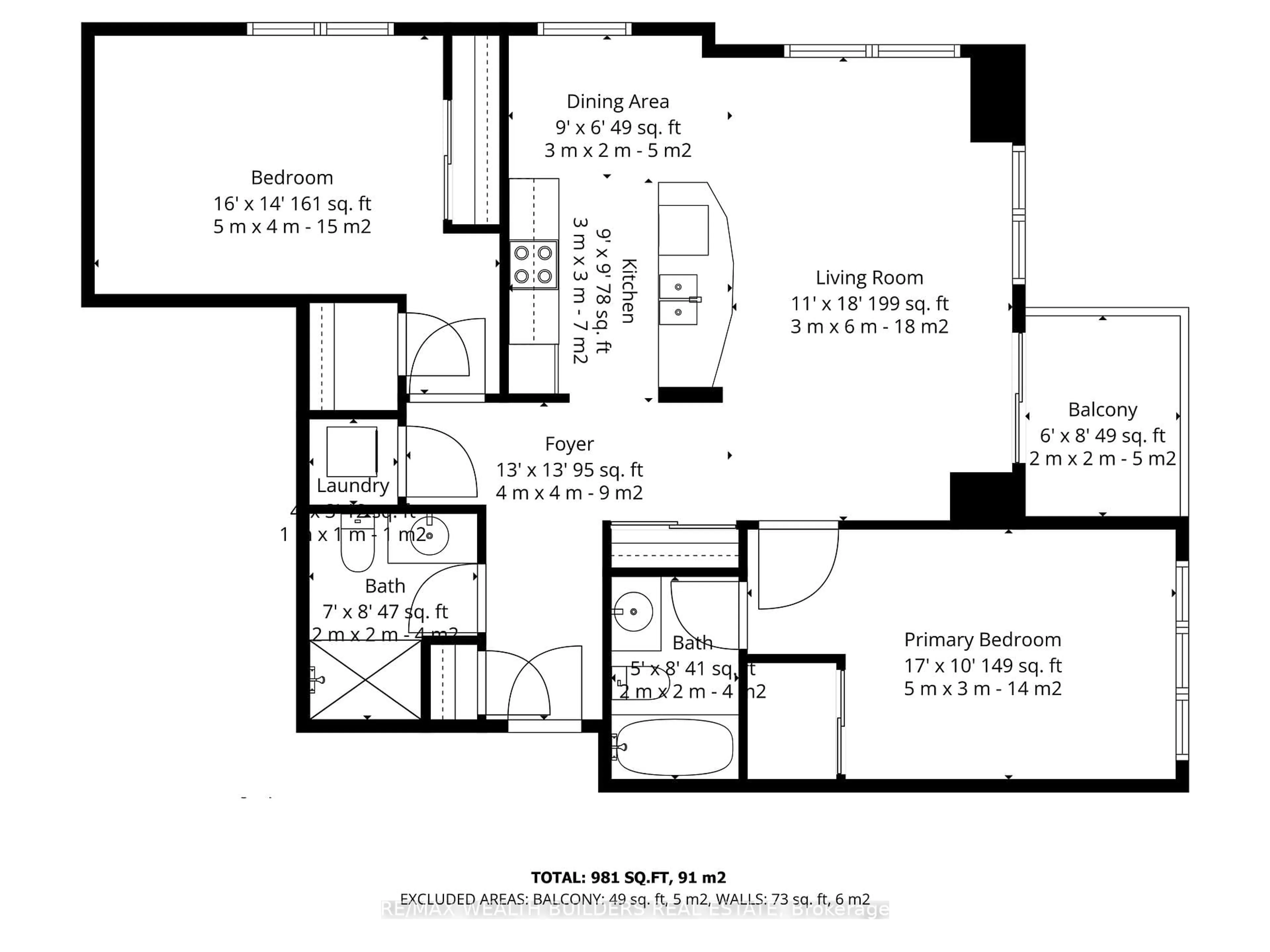 Floor plan for 1720 Eglinton Ave #305, Toronto Ontario M4A 2X8