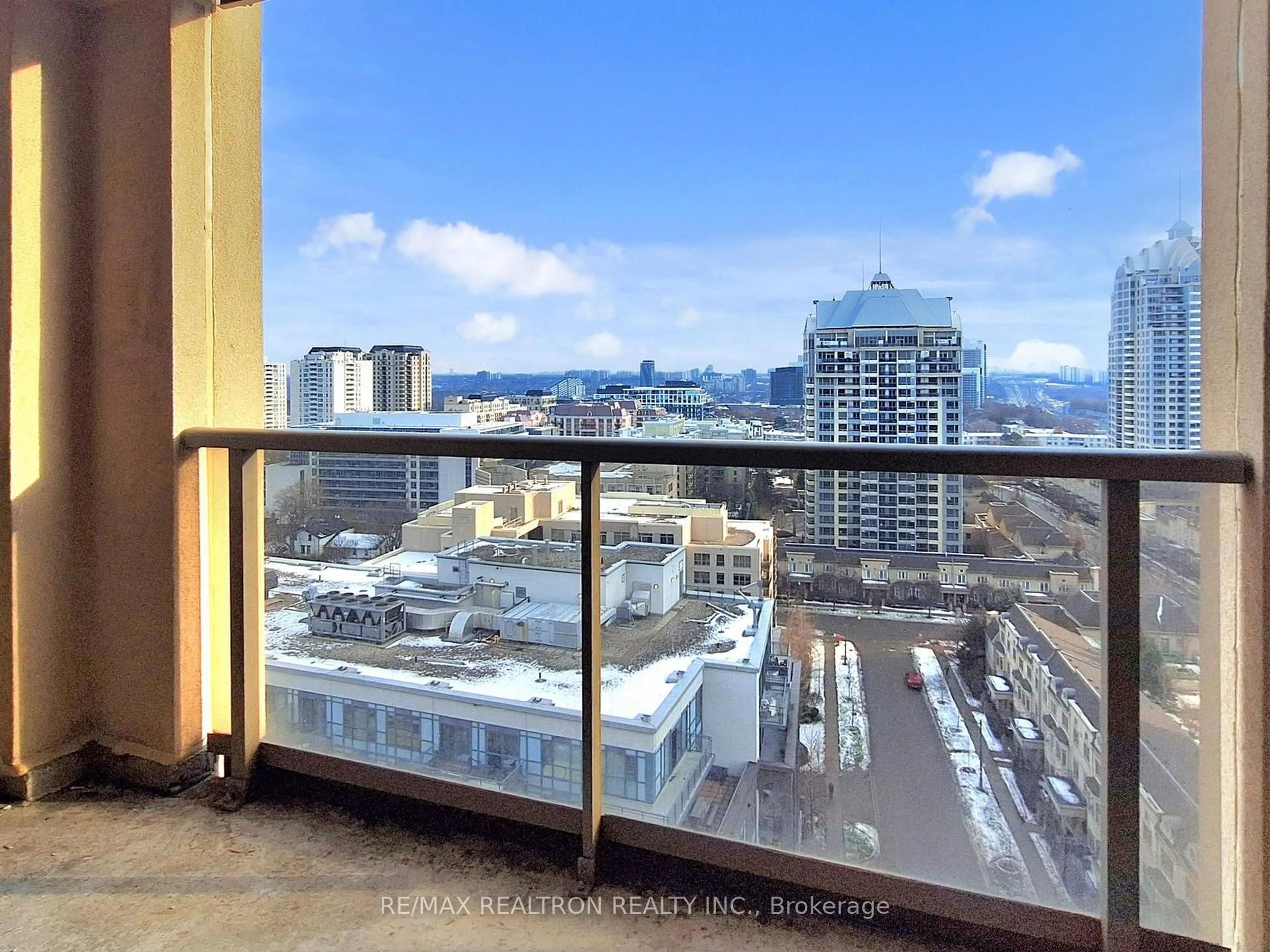 Balcony in the apartment, city buildings view from balcony for 18 Kenaston Gdns #1606, Toronto Ontario M2K 3C7