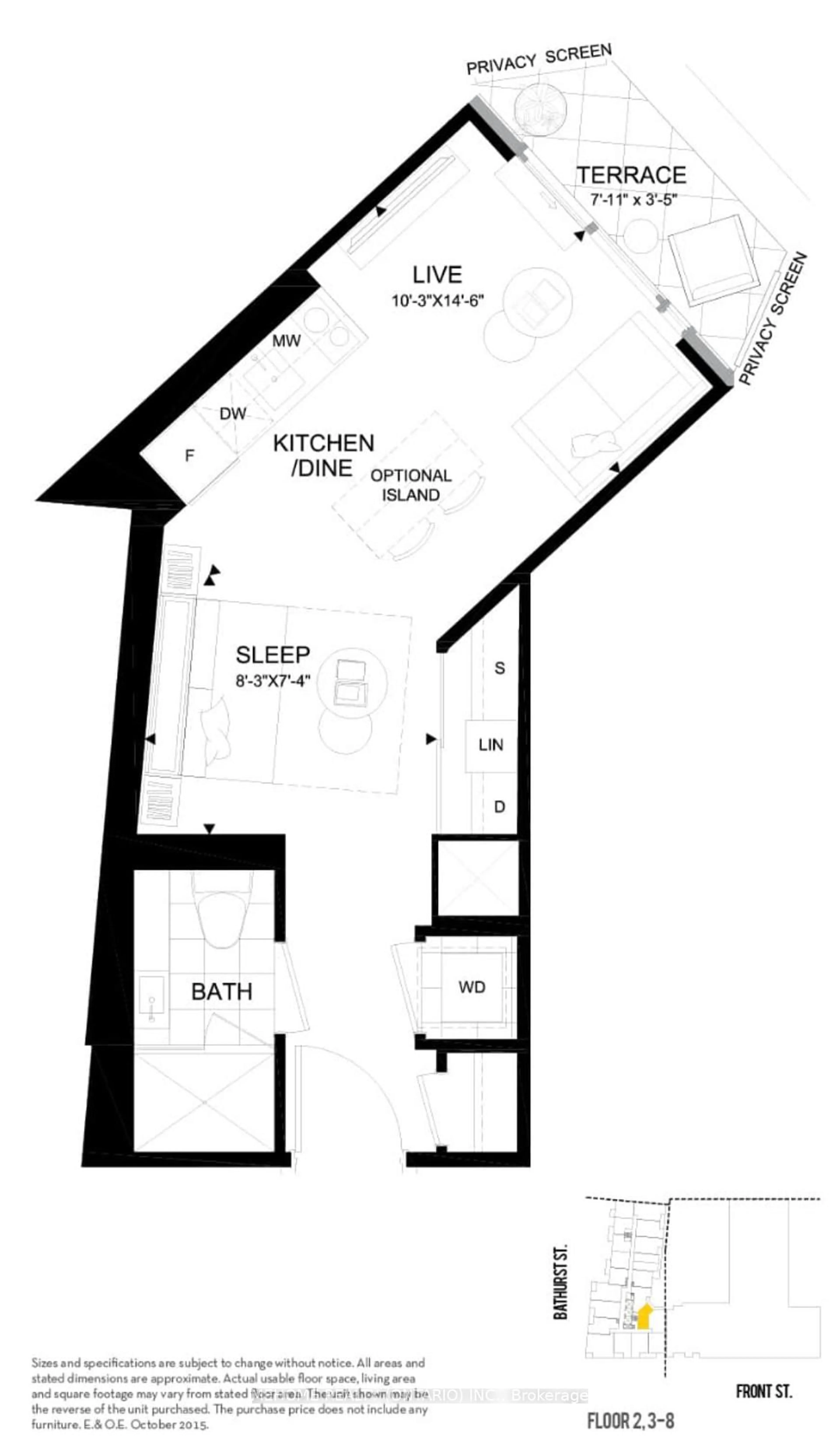 Floor plan for 27 Bathurst St #301W, Toronto Ontario M5V 0R1