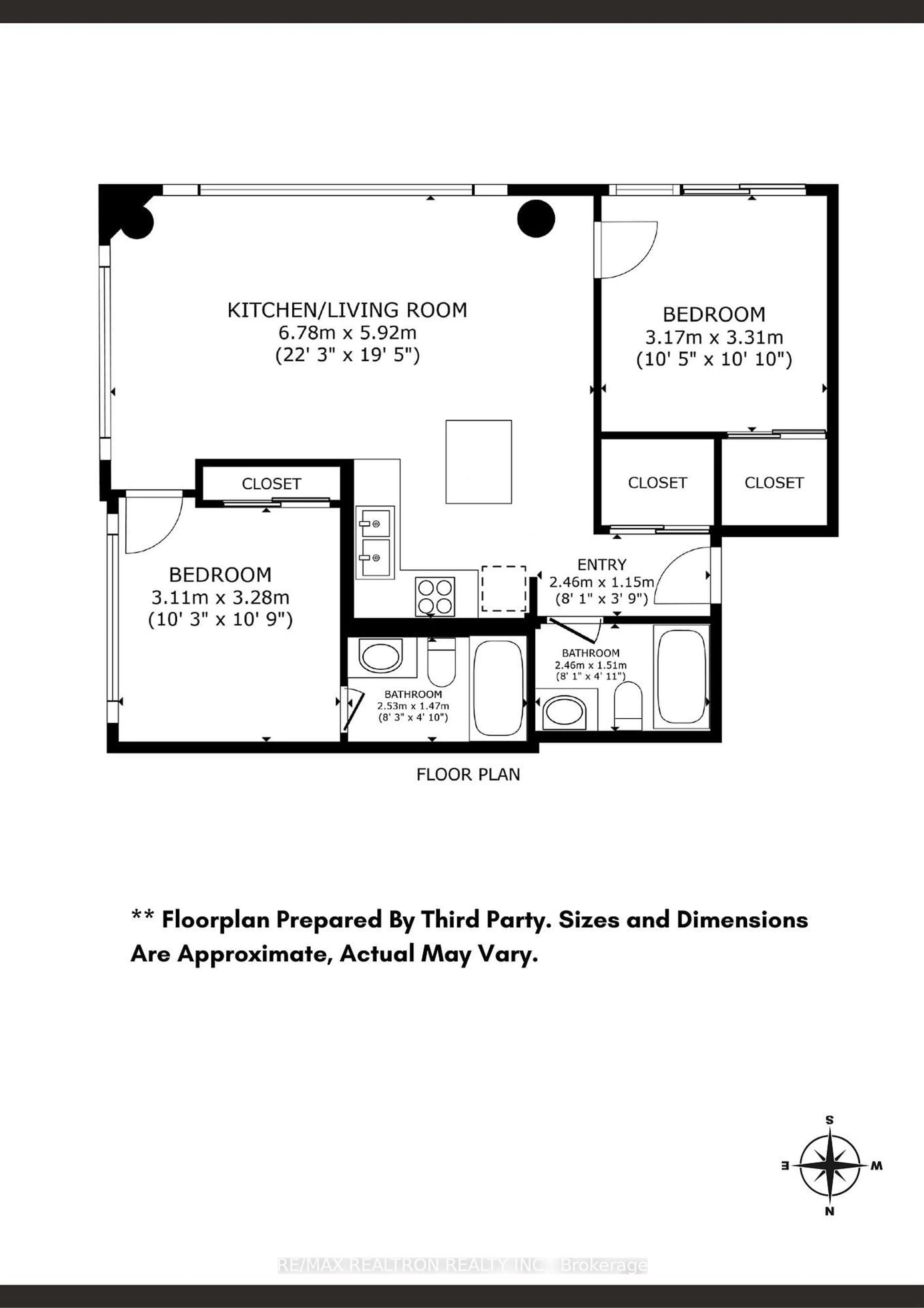 Floor plan for 30 Canterbury Pl #1807, Toronto Ontario M2N 0B9
