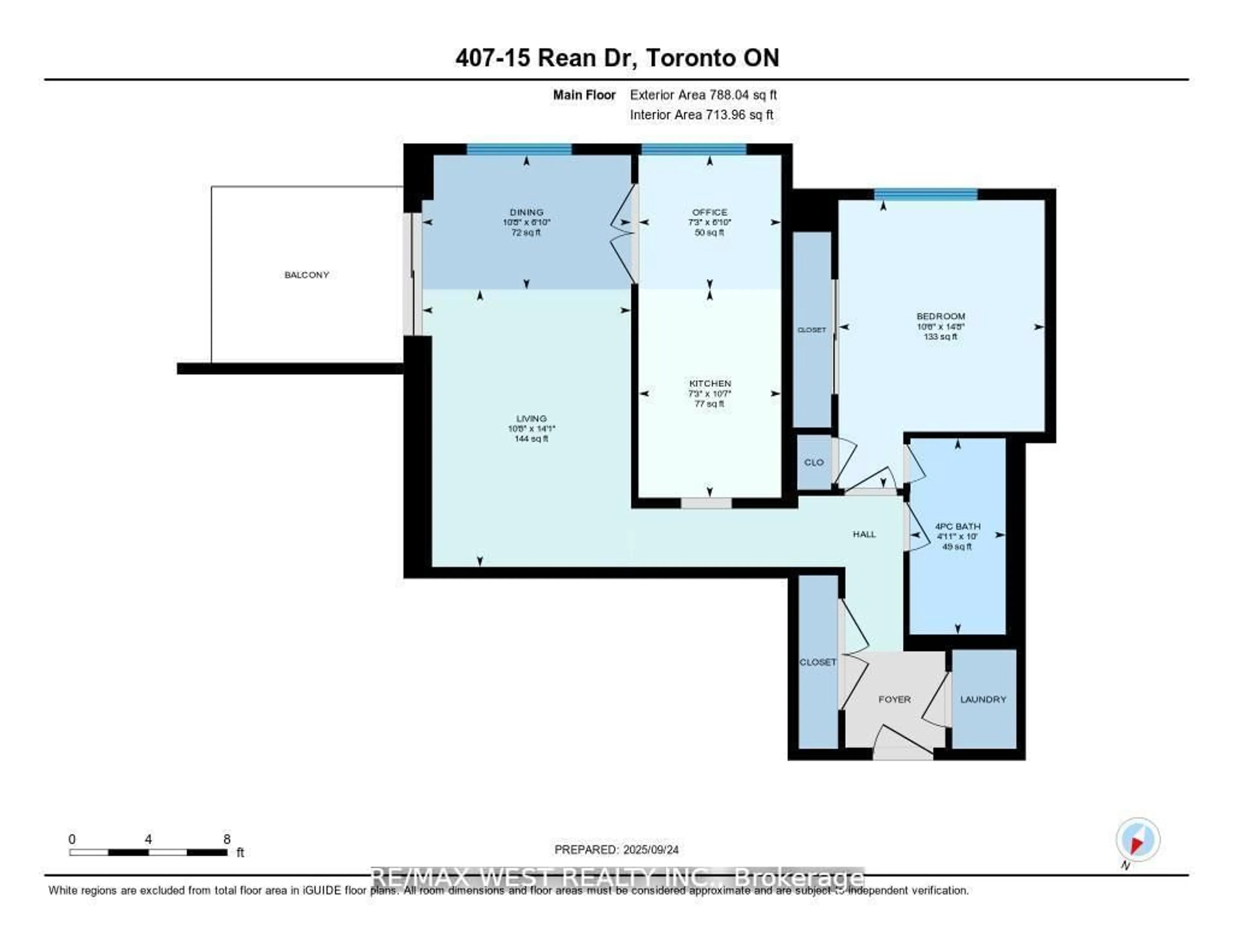 Floor plan for 15 Rean Dr #407, Toronto Ontario M2K 0A7
