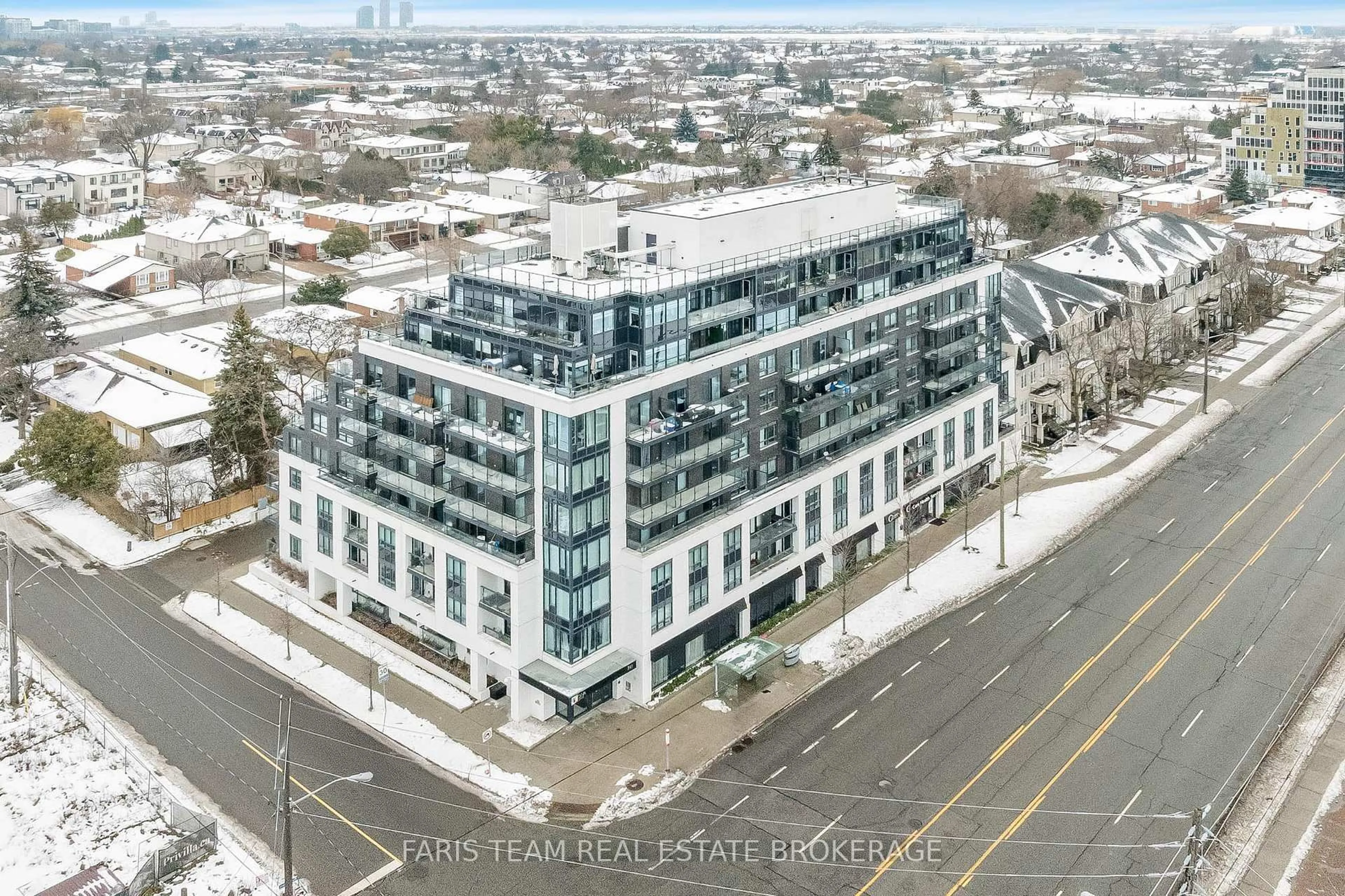 A pic from outside/outdoor area/front of a property/back of a property/a pic from drone, building for 741 Sheppard Ave #401, Toronto Ontario M3H 2S9