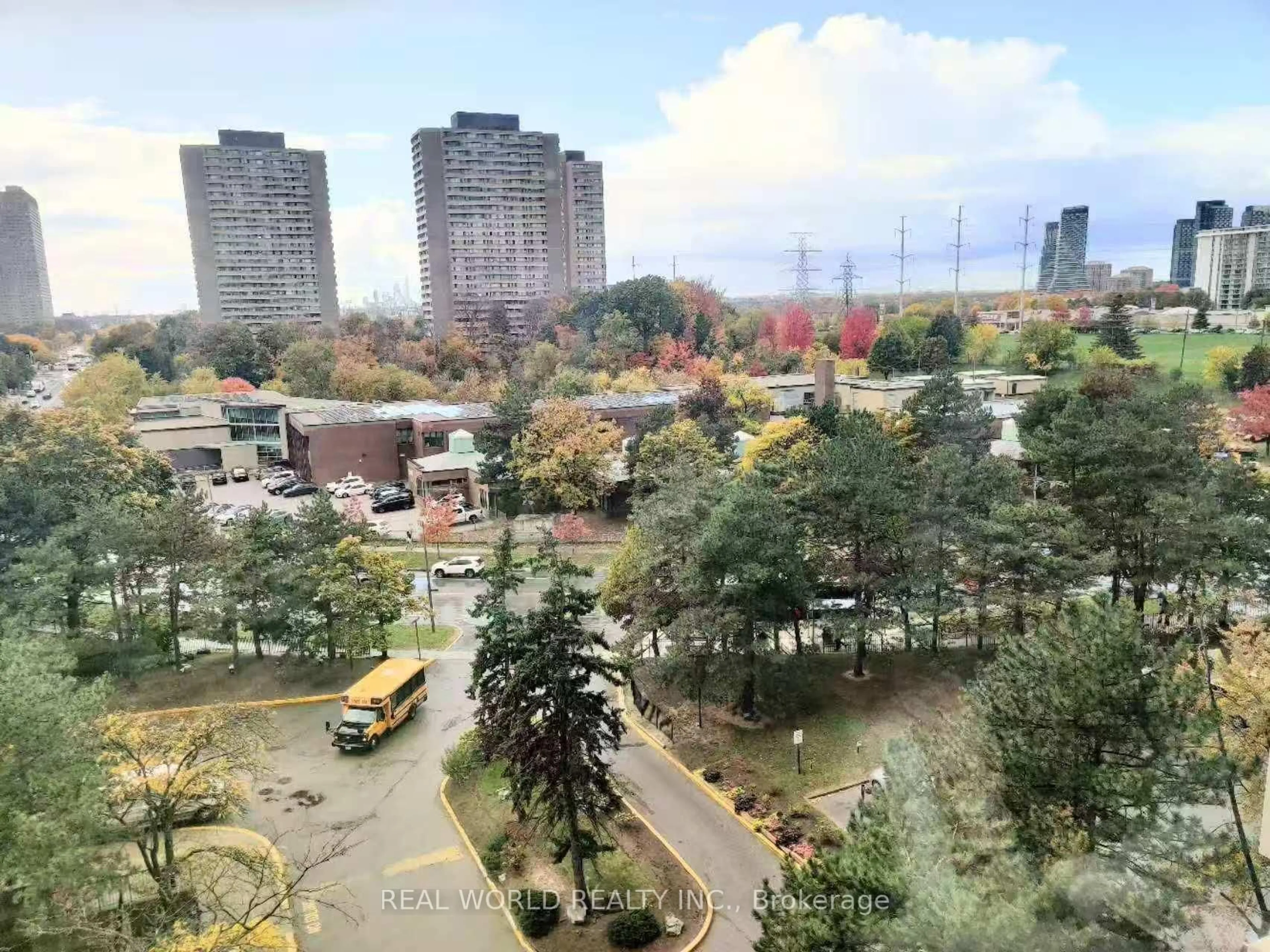 A pic from outside/outdoor area/front of a property/back of a property/a pic from drone, city buildings view from balcony for 100 Leeward Glwy #806, Toronto Ontario M3C 2Z1