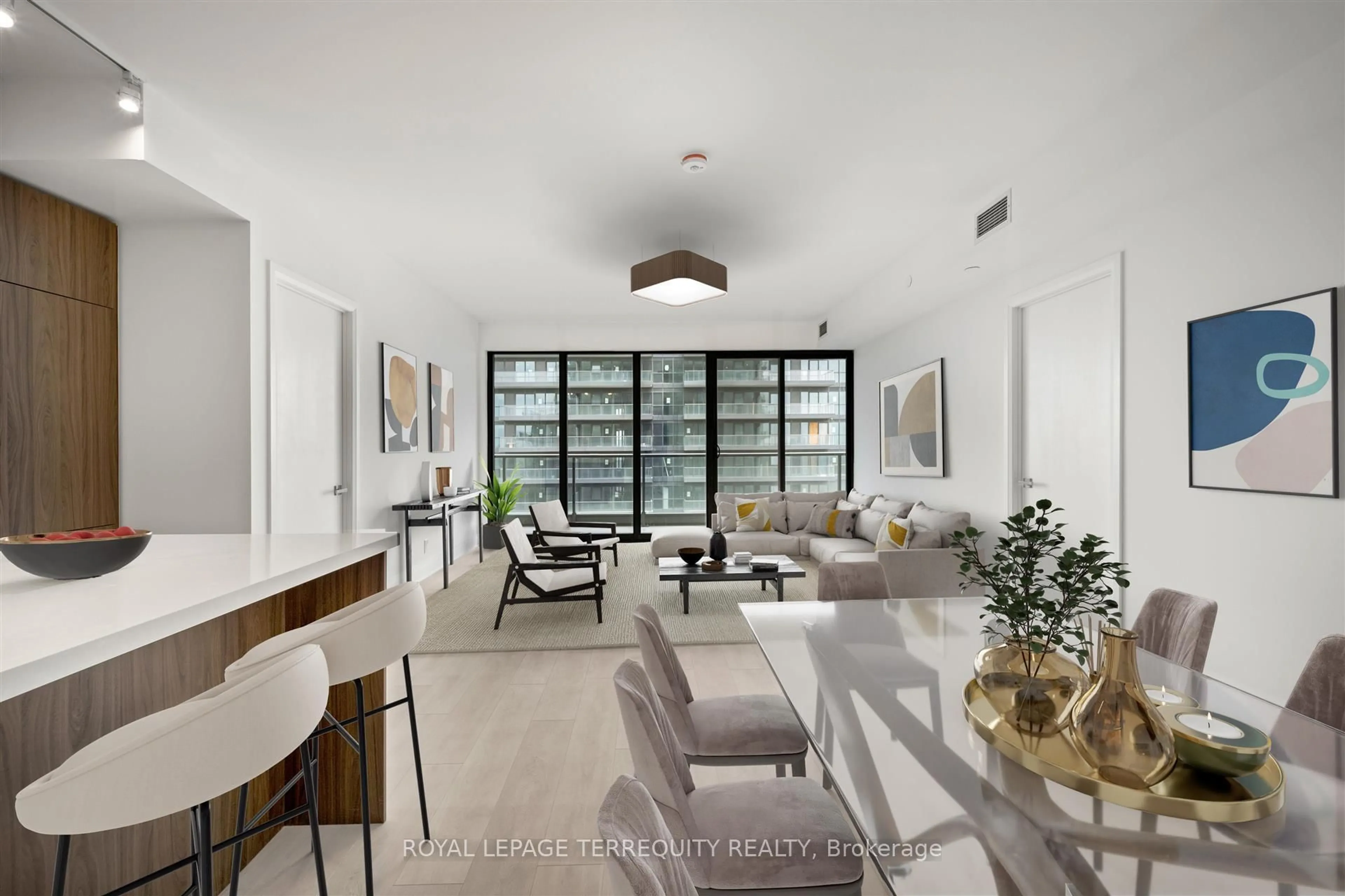 Living room with furniture, unknown for 33 Frederick Todd Way #1406, Toronto Ontario M4G 0C9