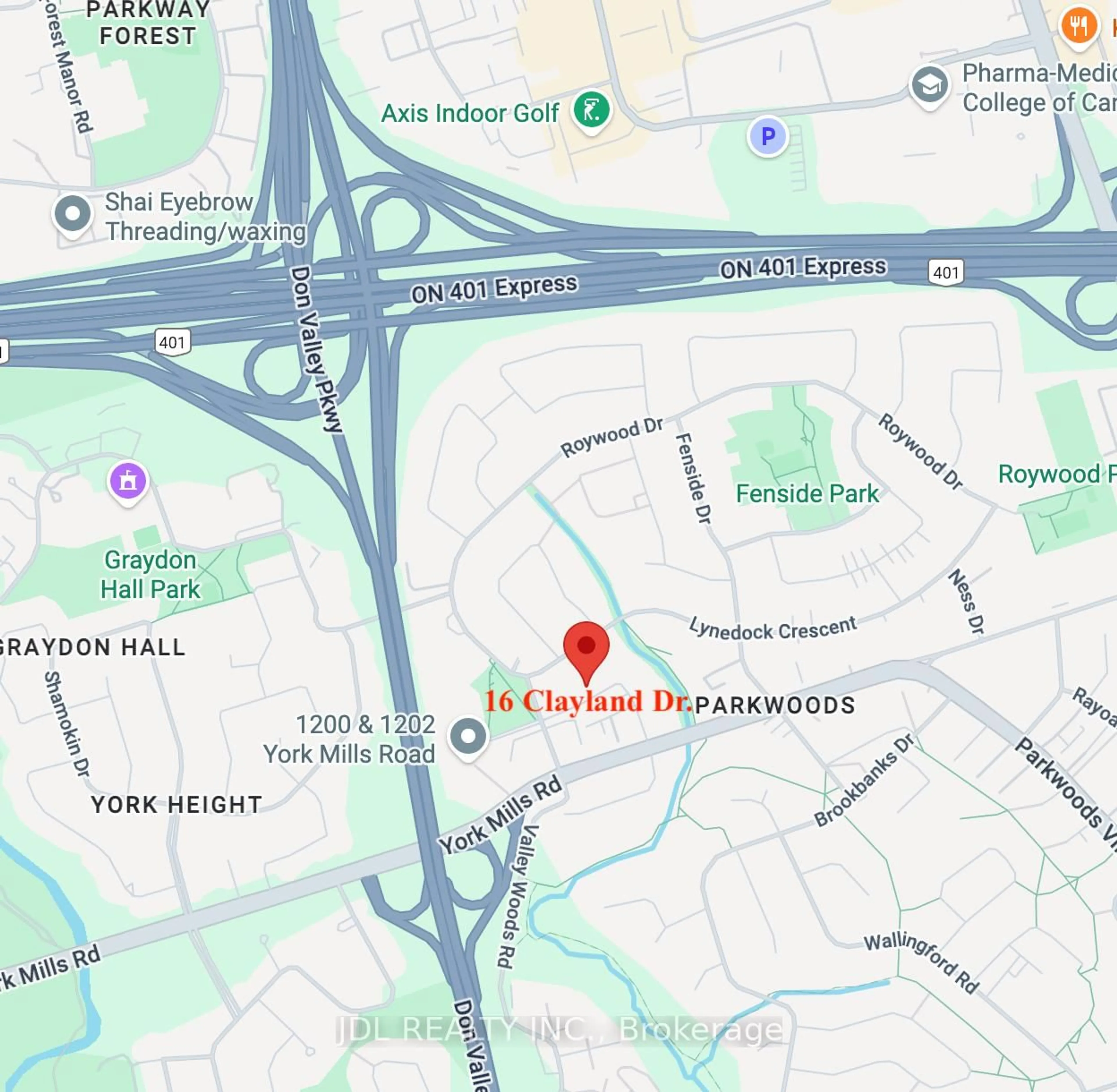 Picture of a map for 16 Clayland Dr, Toronto Ontario M3A 2A4